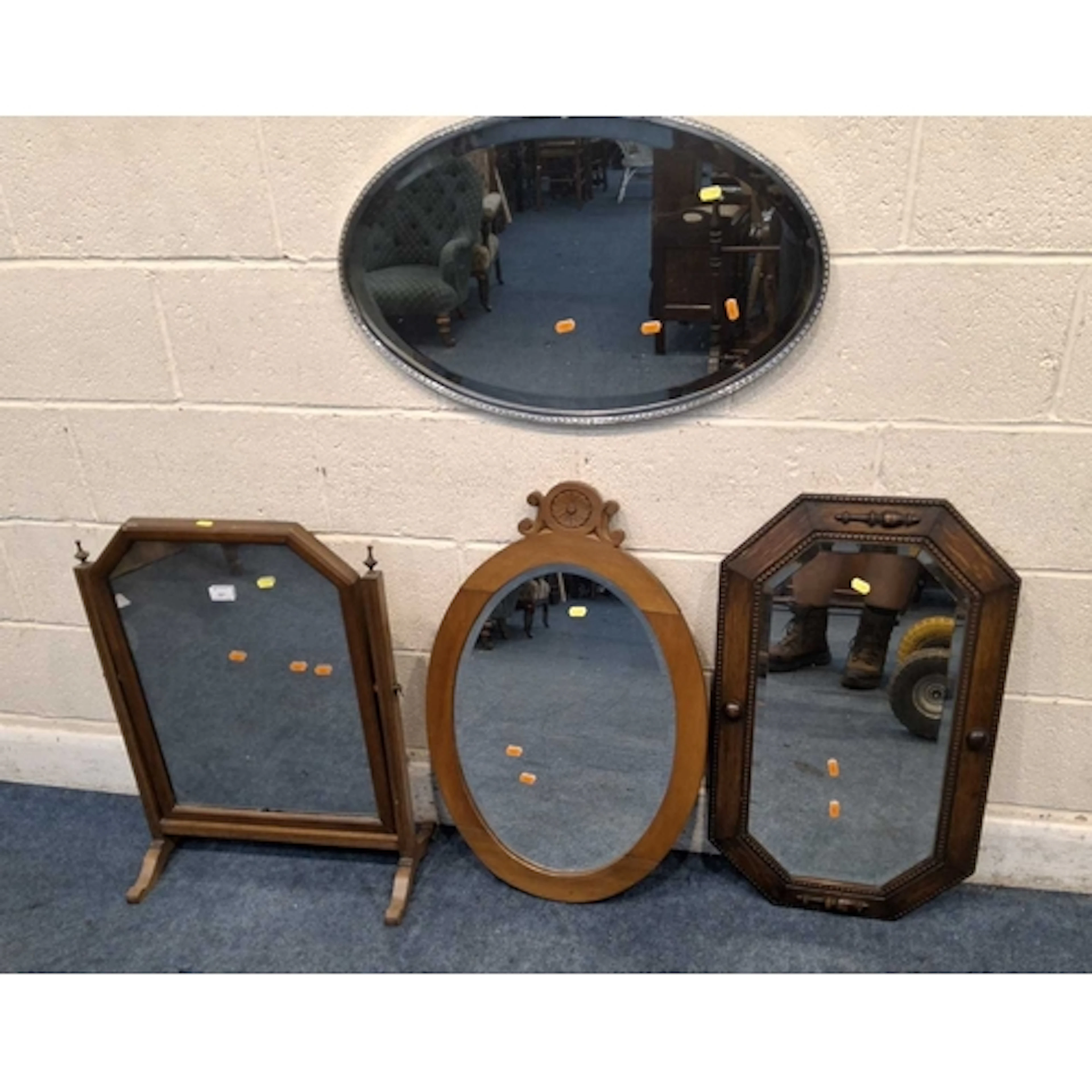FOUR MIRRORS, varying in shape, size, style, material, etc ...