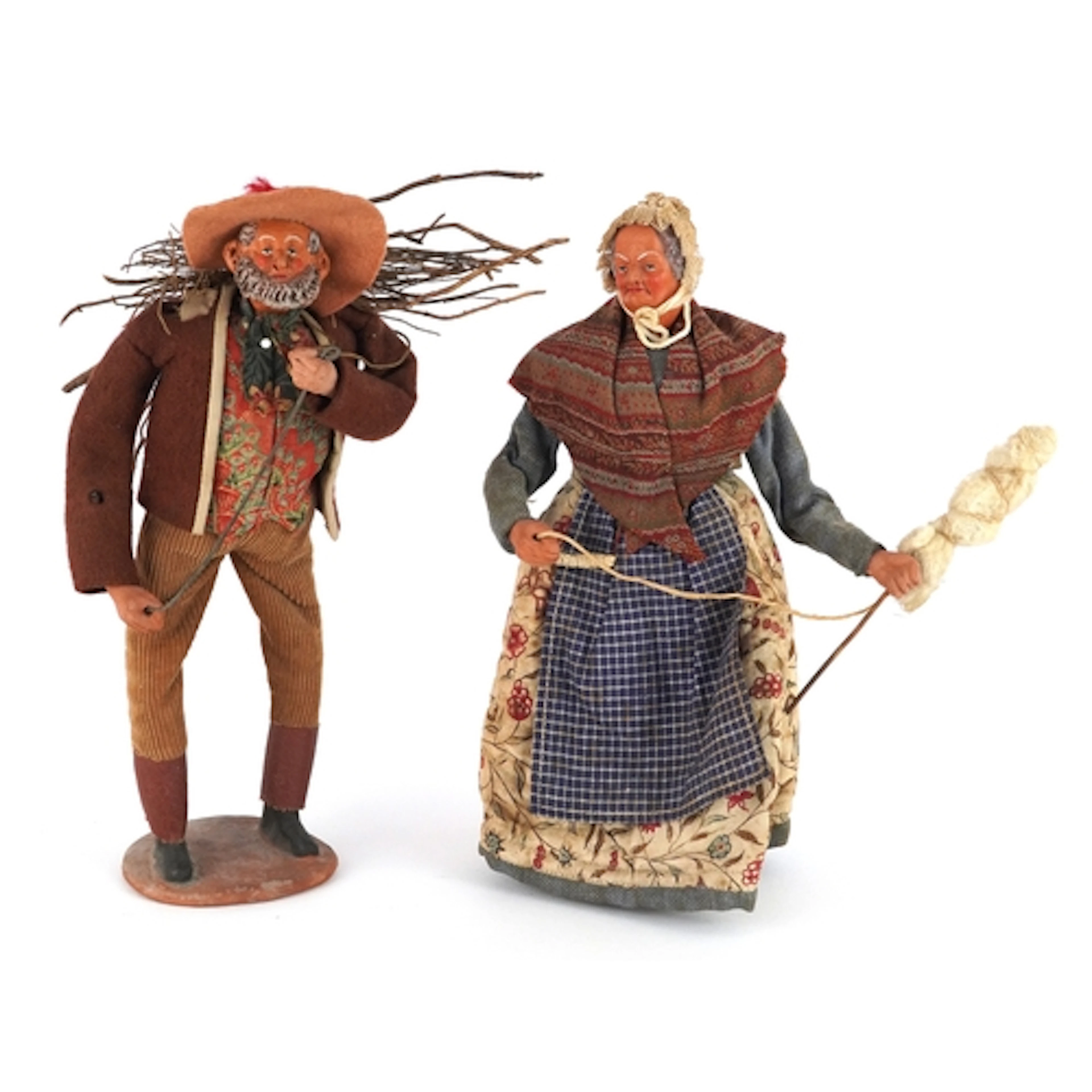 Two French terracotta dolls/figures, signed S Jouglas, the l...