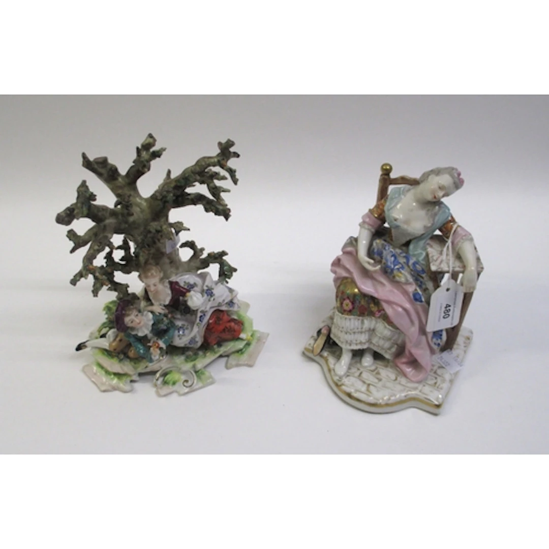 Vienna porcelain figure of a sleeping maiden, with impressed...