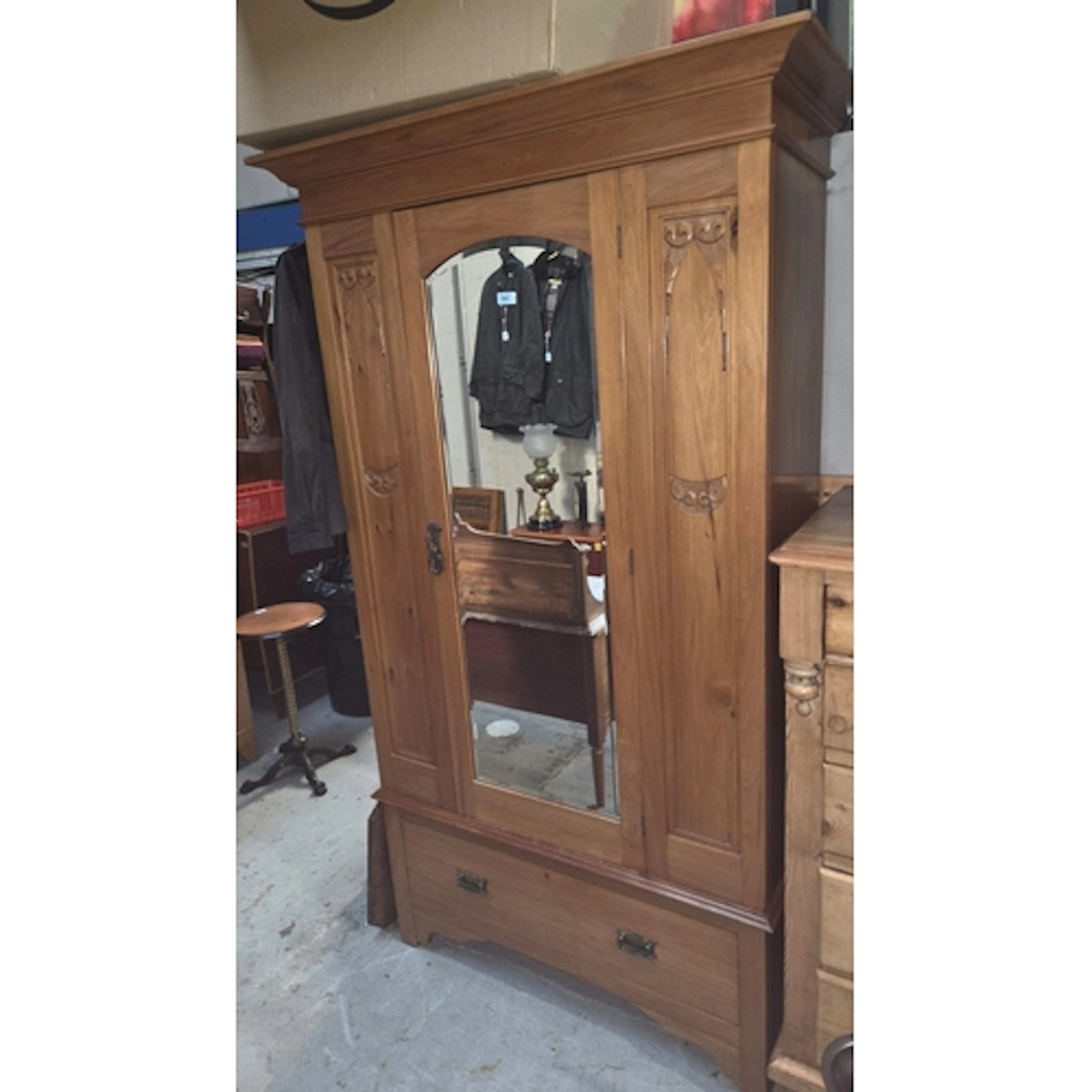 Art Nouveau satin walnut matched bedroom suite comp. wardrob...