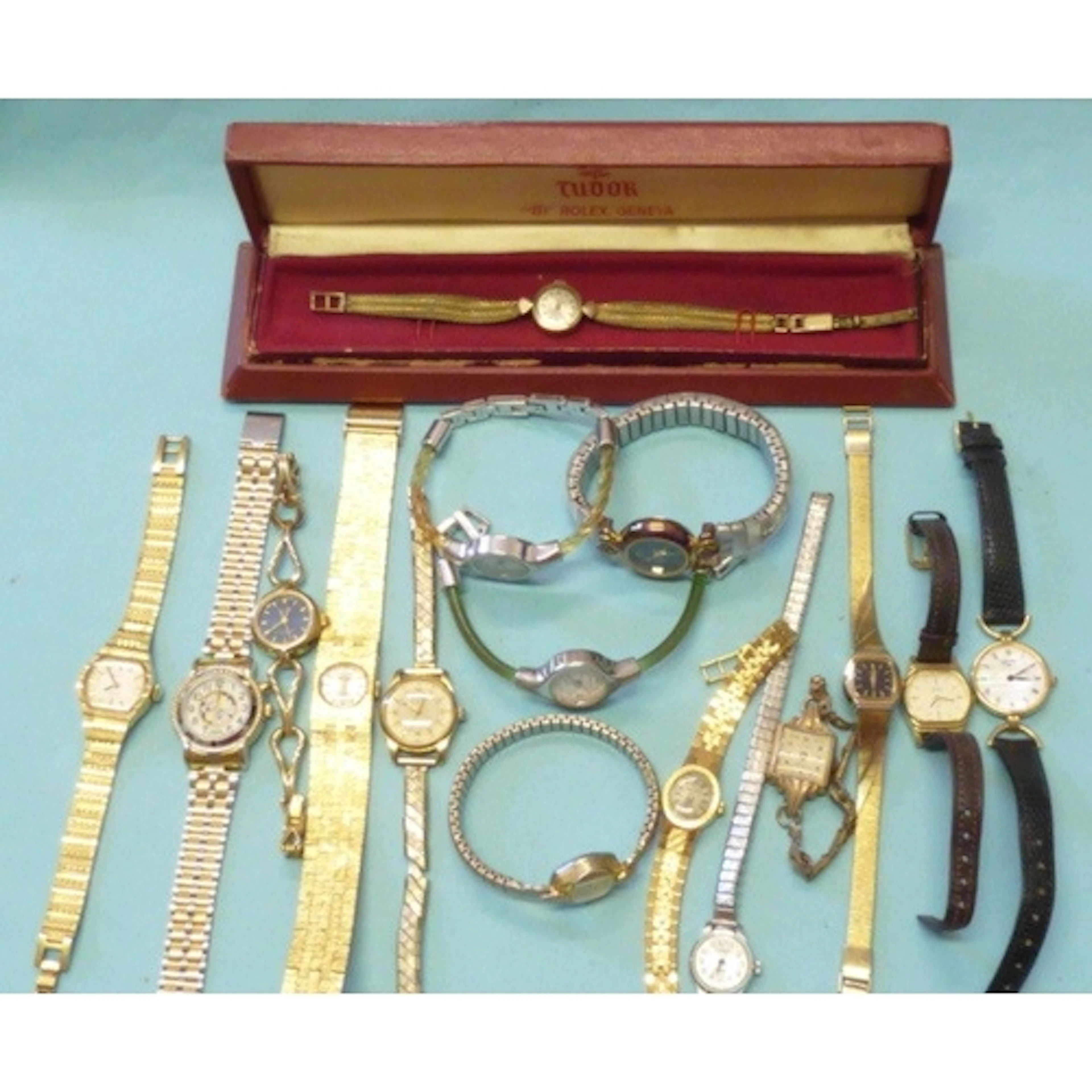 Tudor, a lady's Tudor Rolex wrist watch with gold-plated cas...