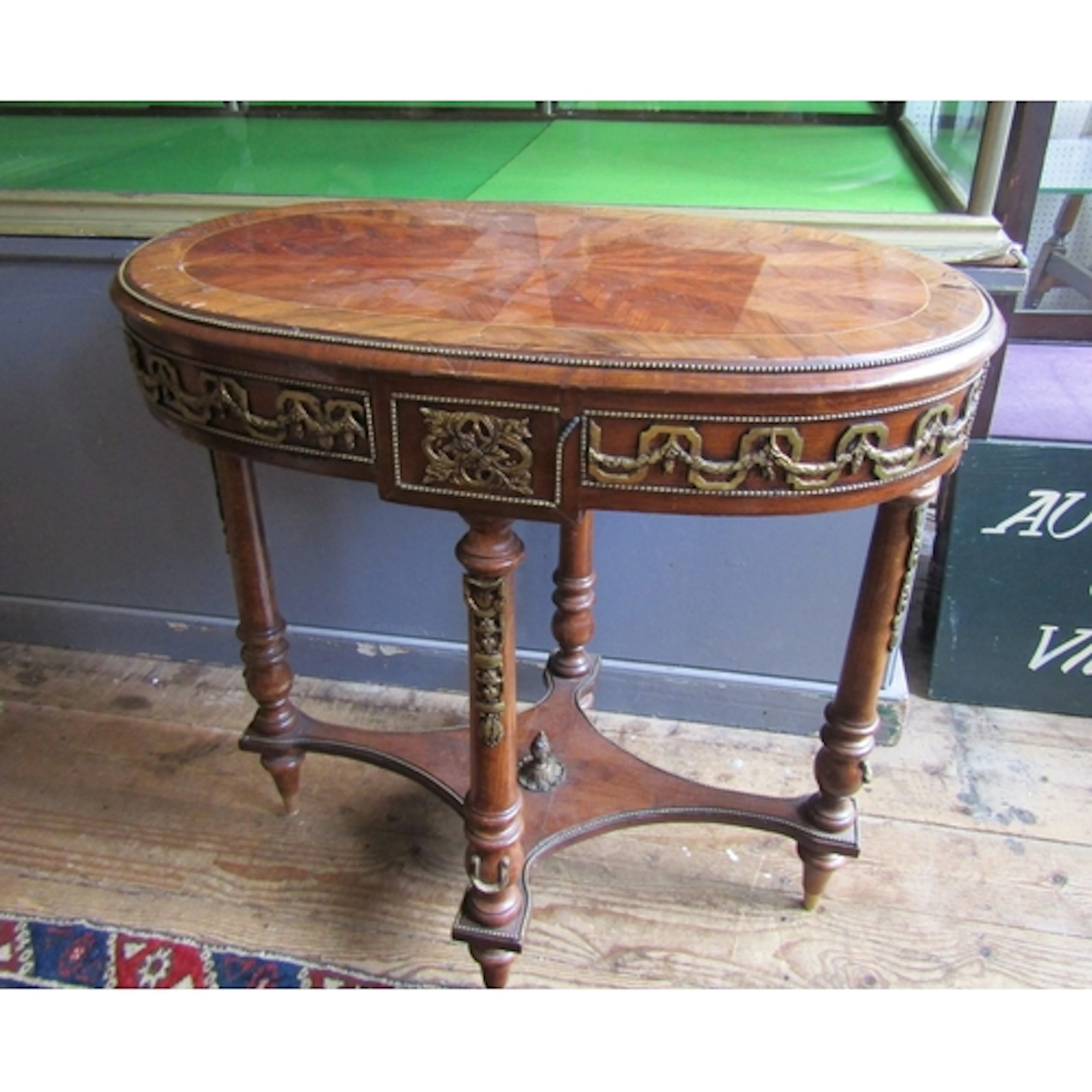 French Kingswood Marquetry and Cross Banded Decorated Table ...