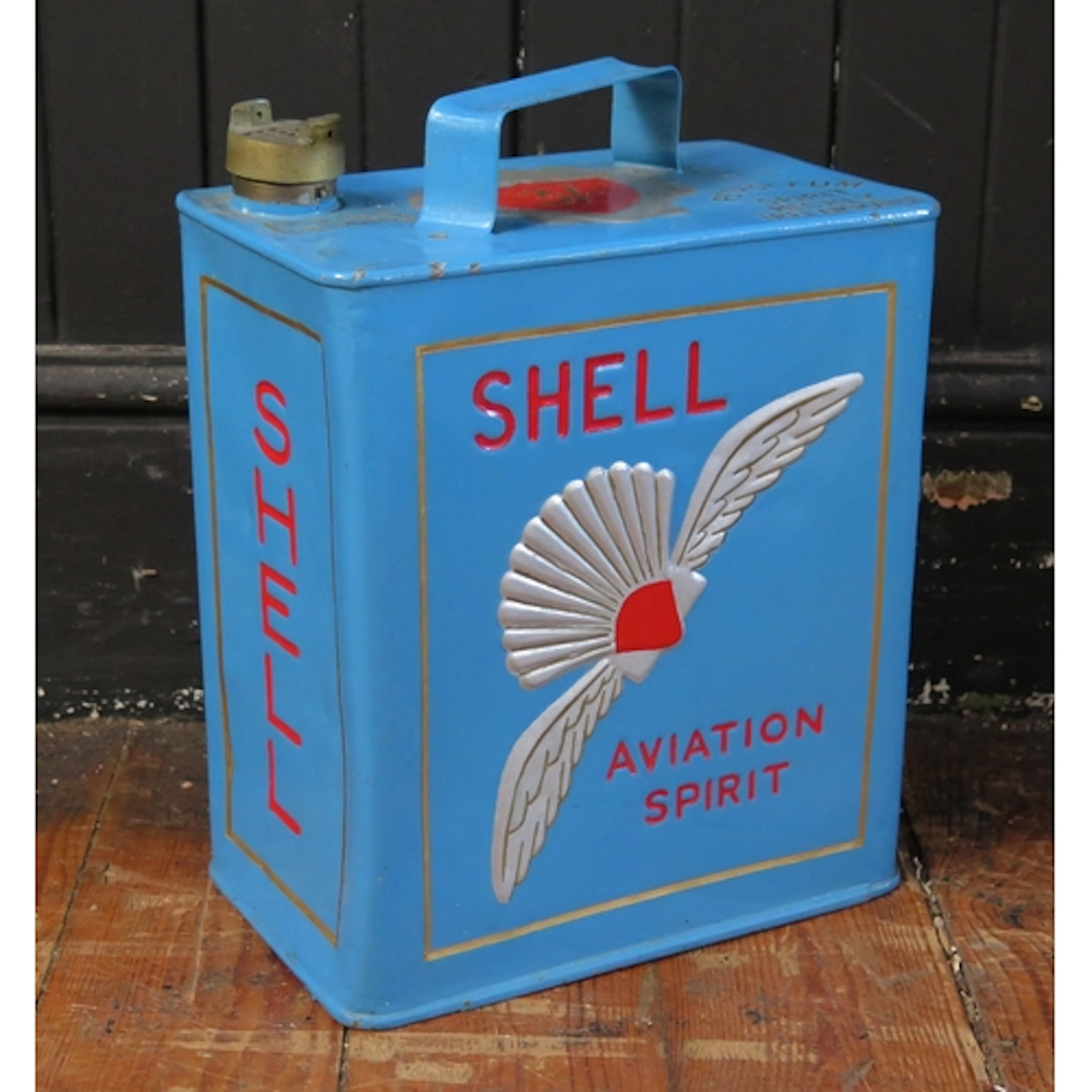"Shell Aviation Spirit" - a painted Shell petrol can
