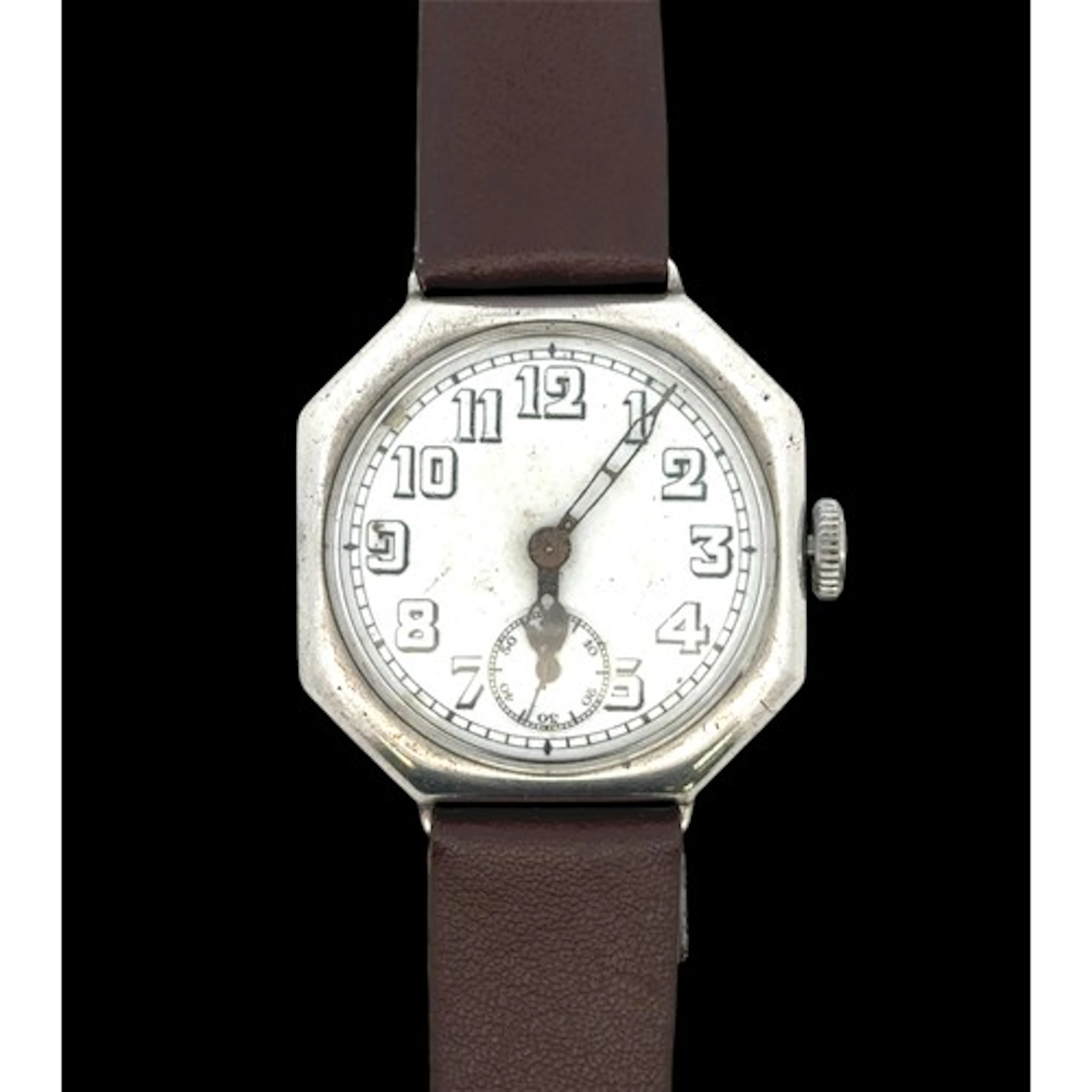 A WWI silver case manual wind trench watch, octagonal case w...