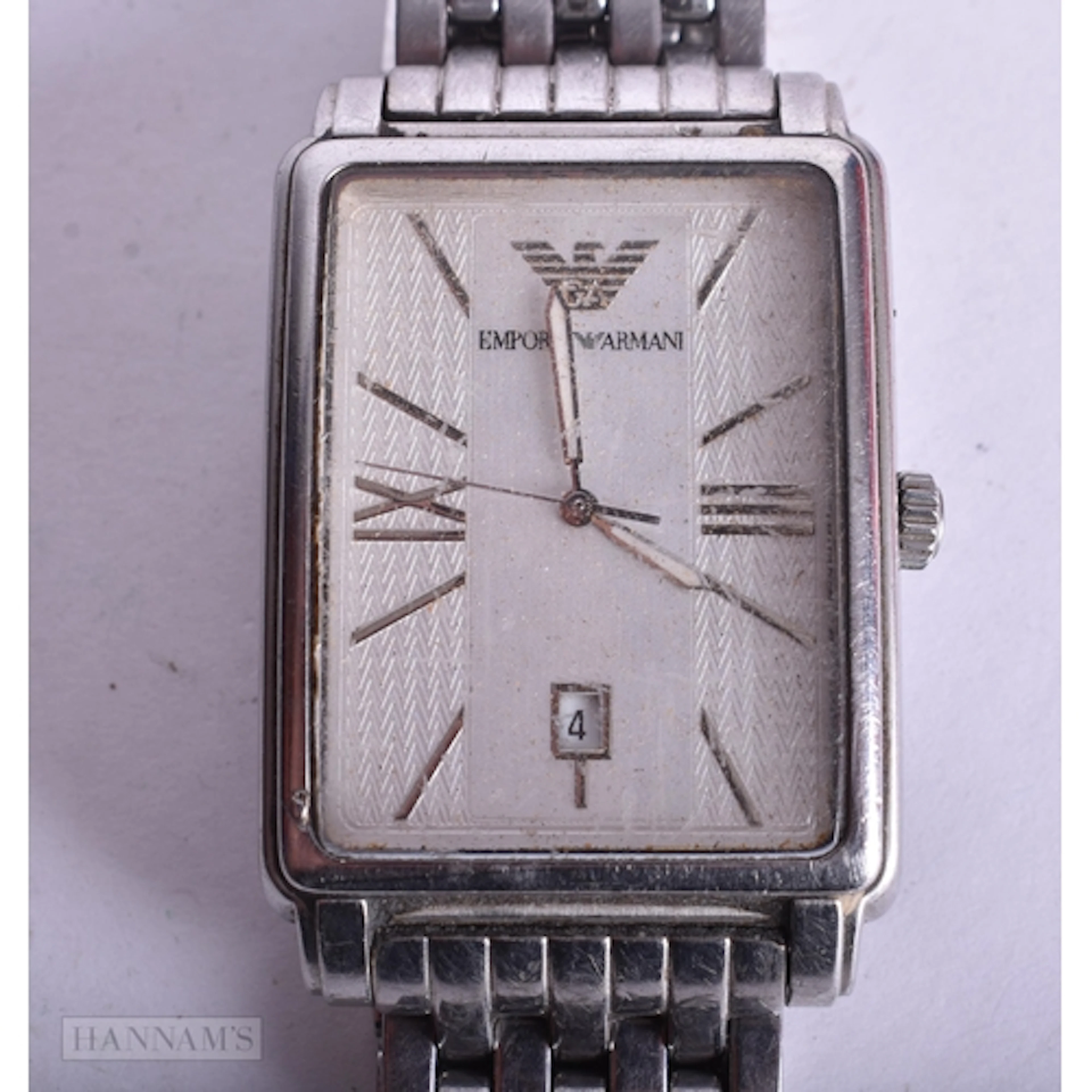 AN ARMANI WRIST WATCH. Untested. 3.25 cm wide.