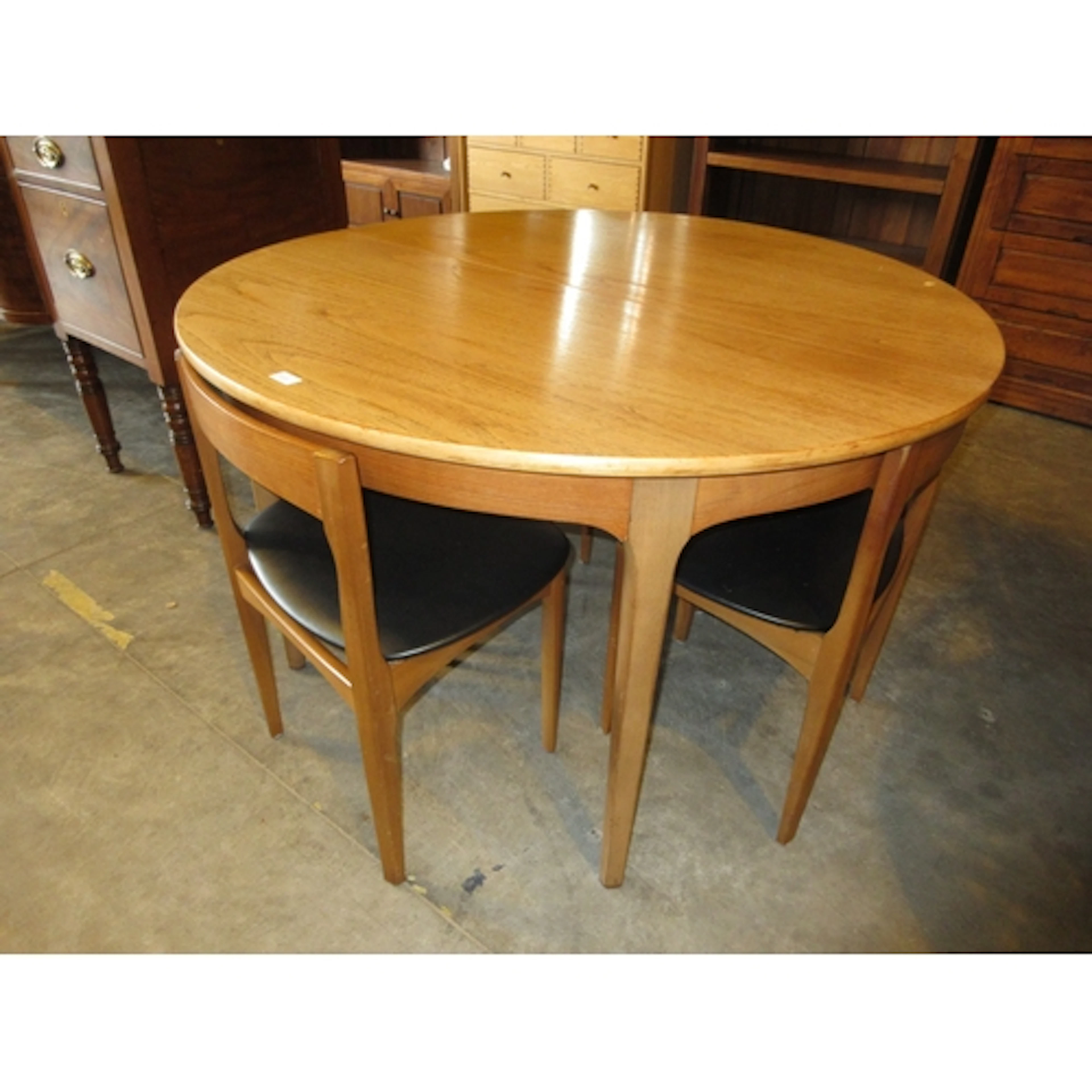 Mid 20th Century Nathan Teak Extending Dining Table with 4 T...