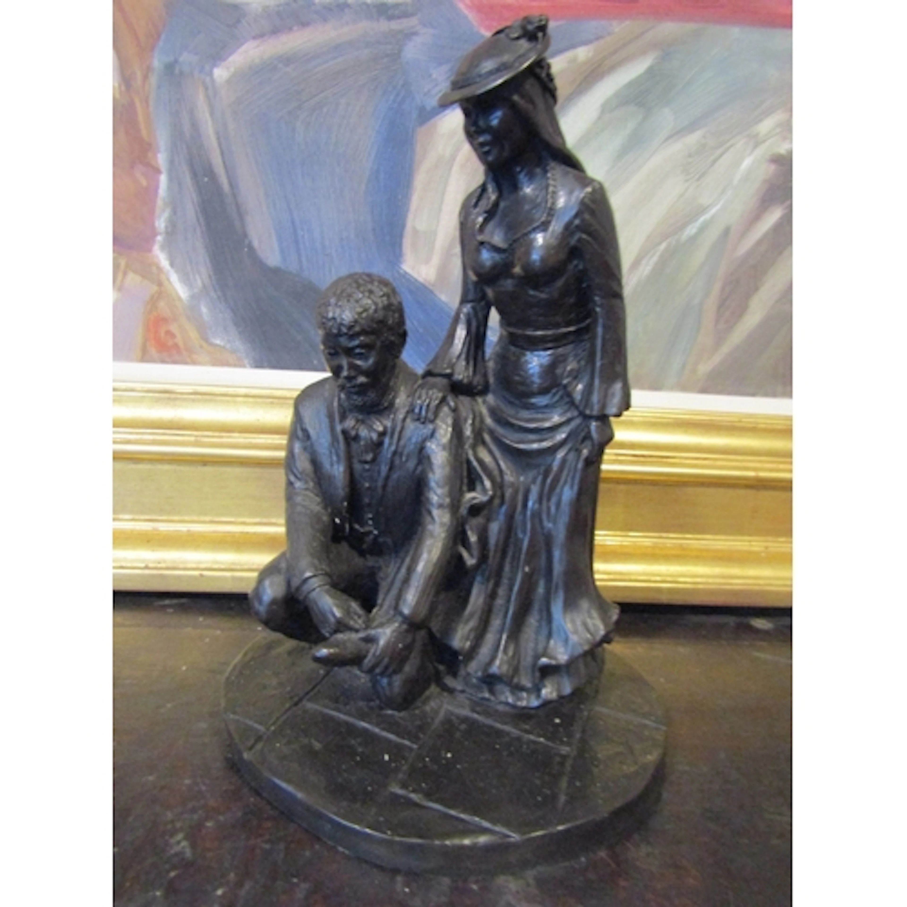 Bronzed Figure of Couple Approximately 9 Inches High