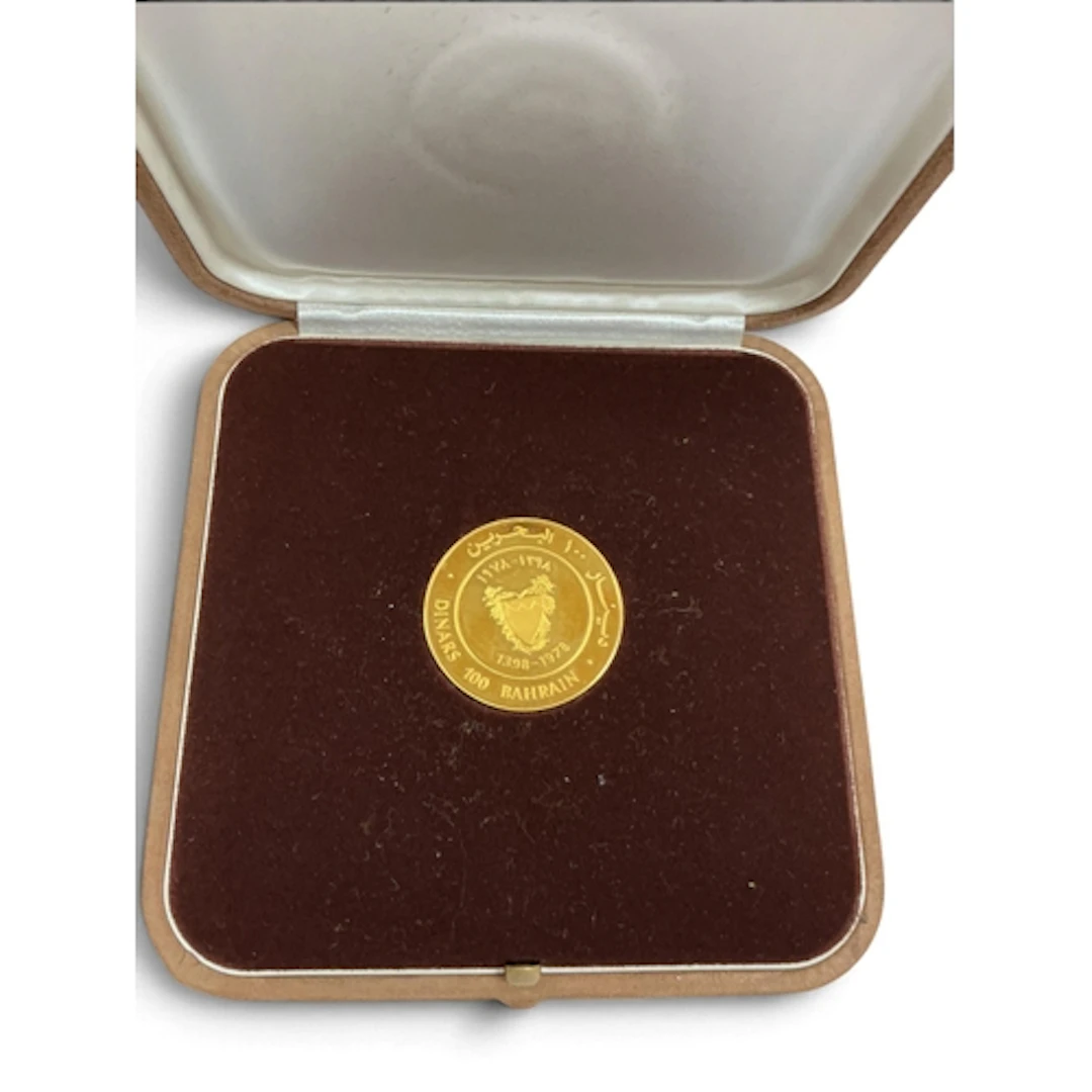 1978 Bahrain Monetary Agency Gold 100 Dinars Coin, Isa Bin S...