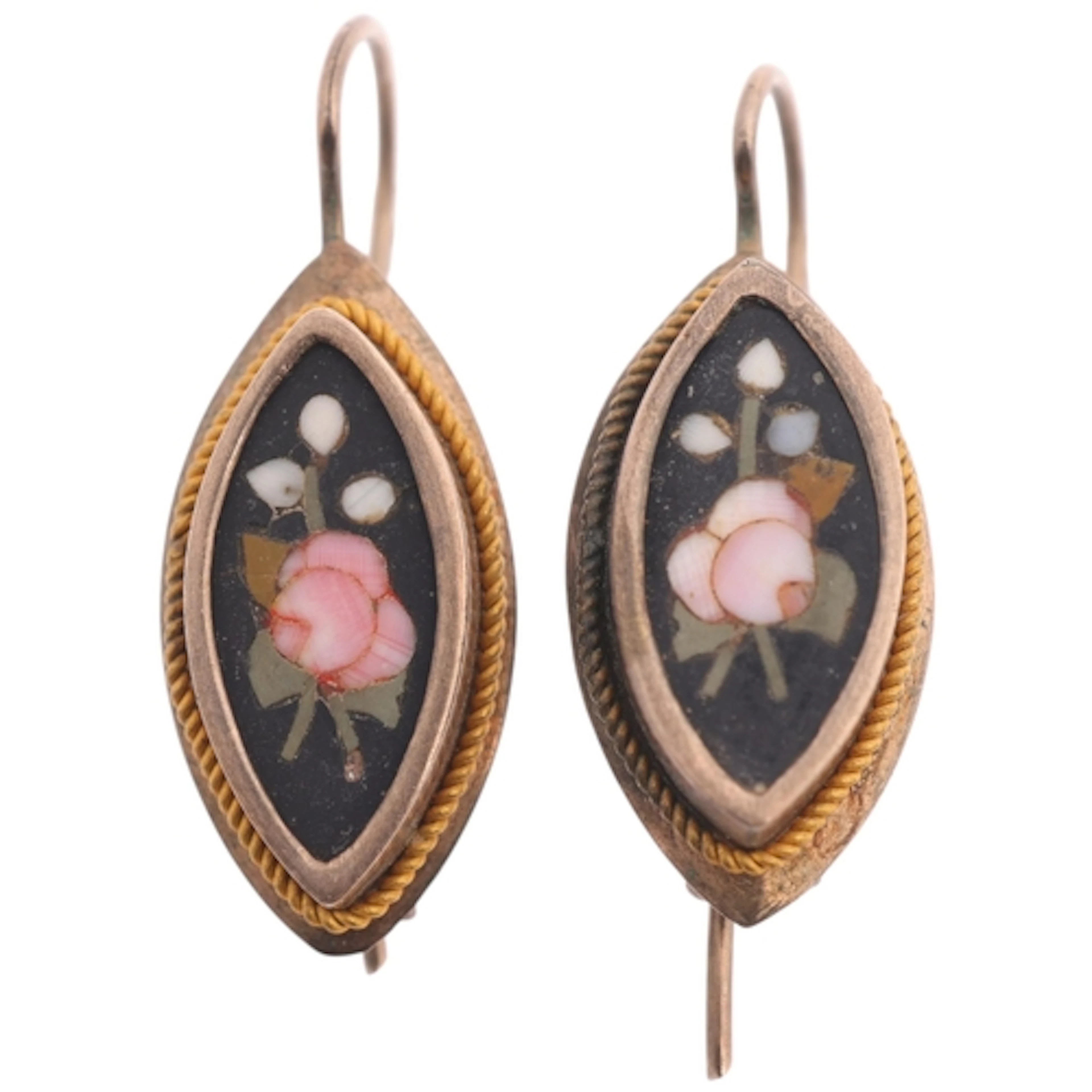 A pair of Antique Victorian Grand Tour Pietra Dura earrings,...
