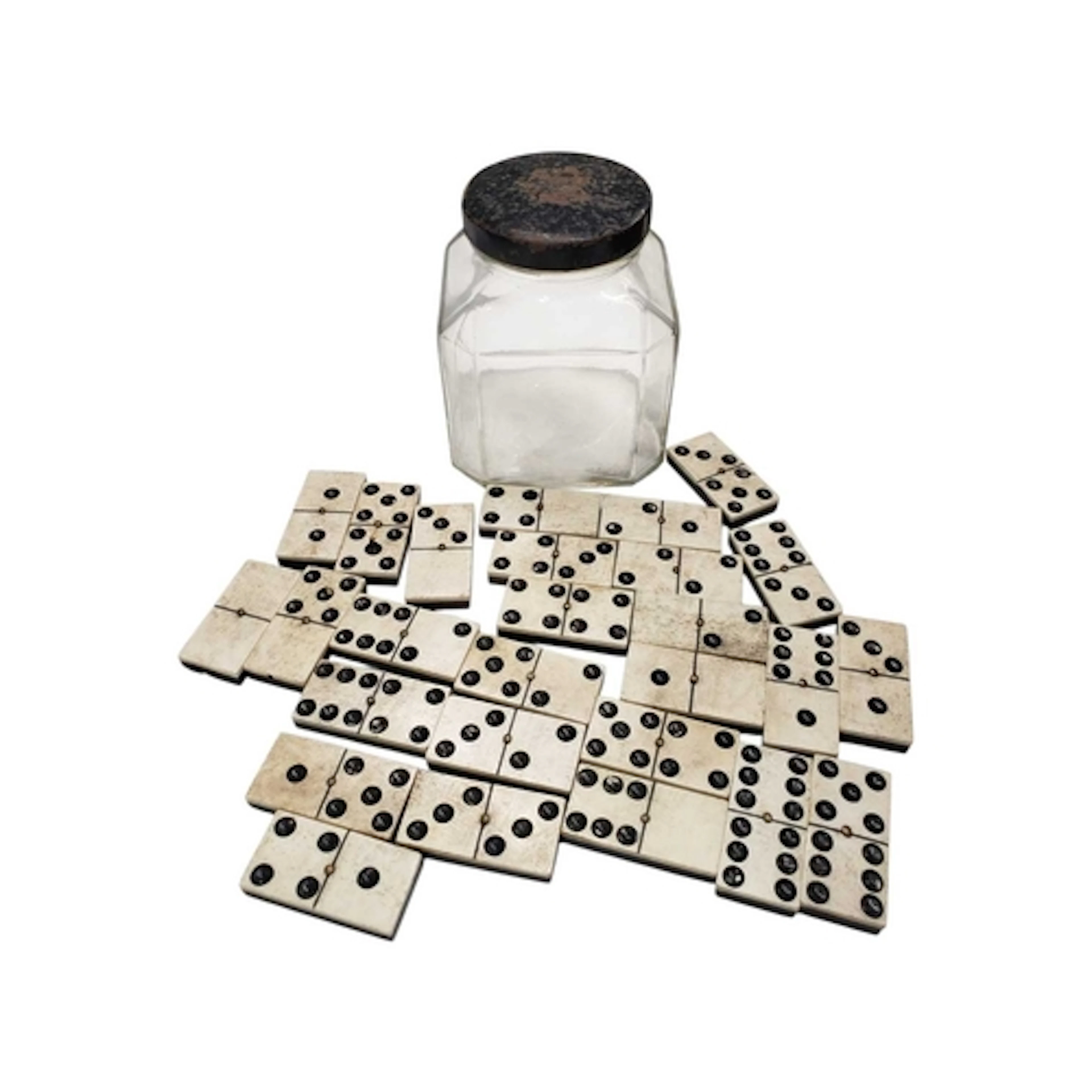 Late 19th / early 20th century set of bone and ebony dominoe...