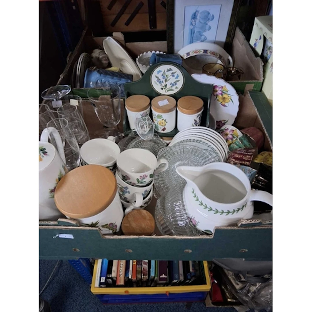 TWO BOXES AND LOOSE OF GENERAL HOUSEHOLD CERAMIC AND GLASSWA...