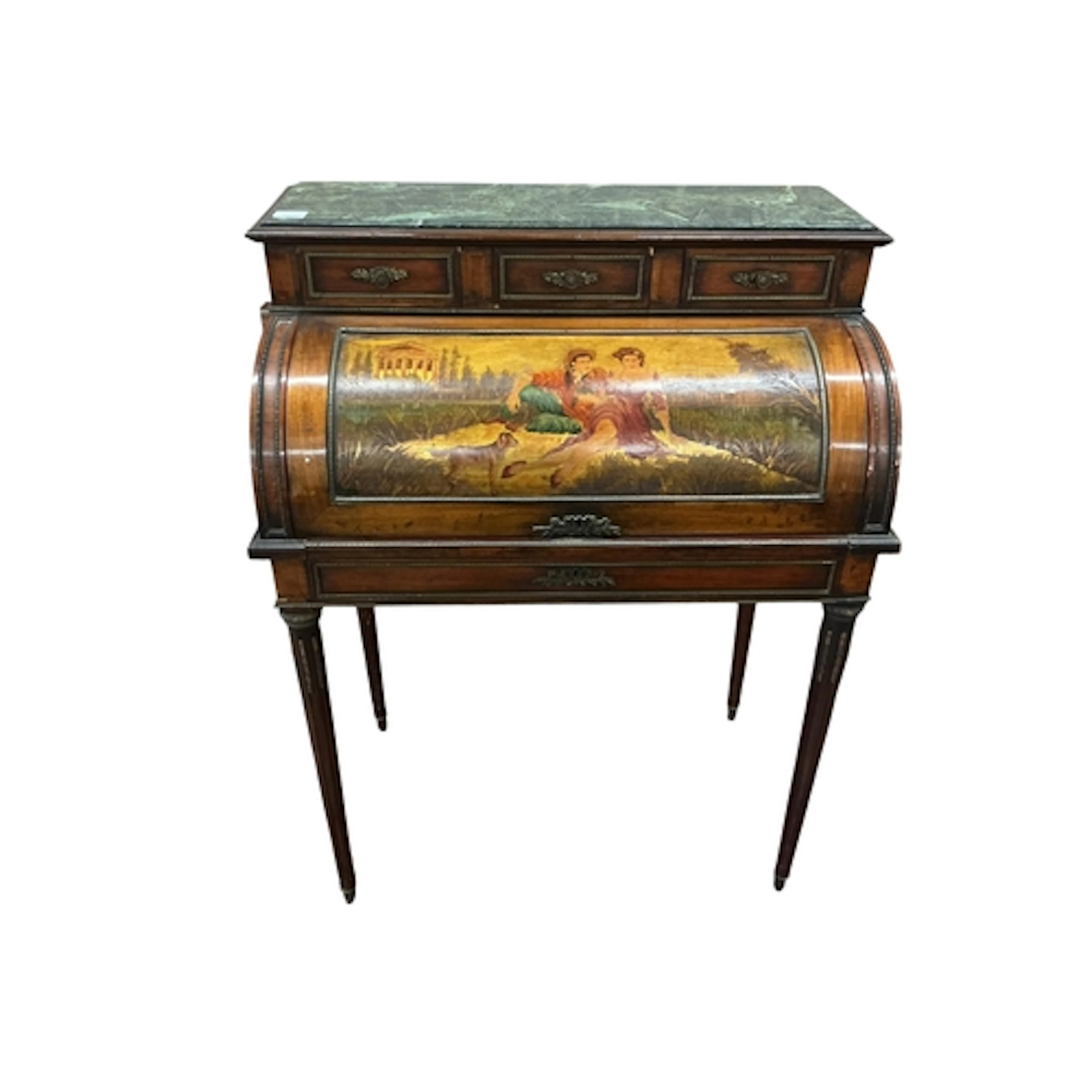 A late 19th century French Vernis Martin style marble topped...