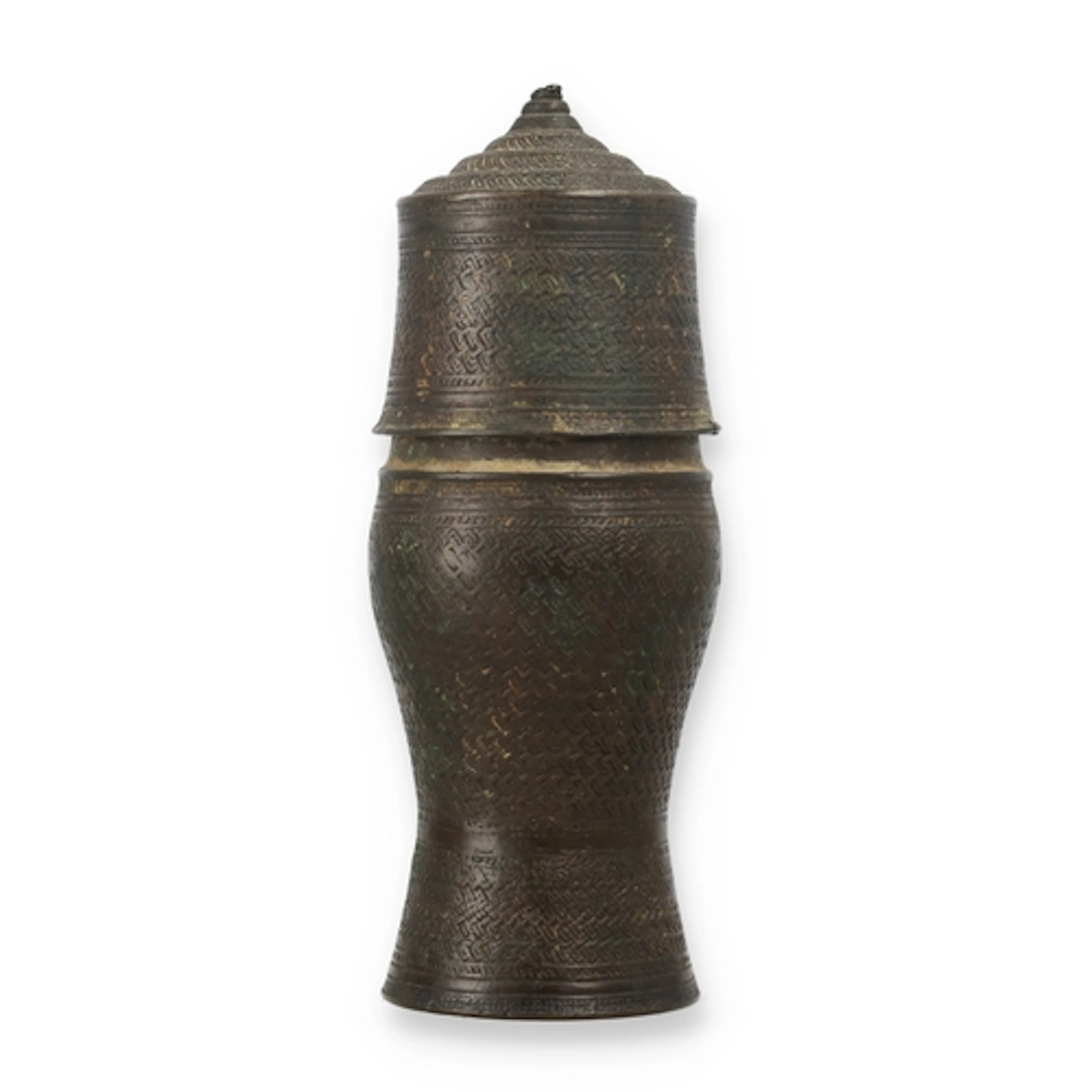 AN 18TH C NORTHERN THAI BRONZE LIME CONTAINER 15cm H...