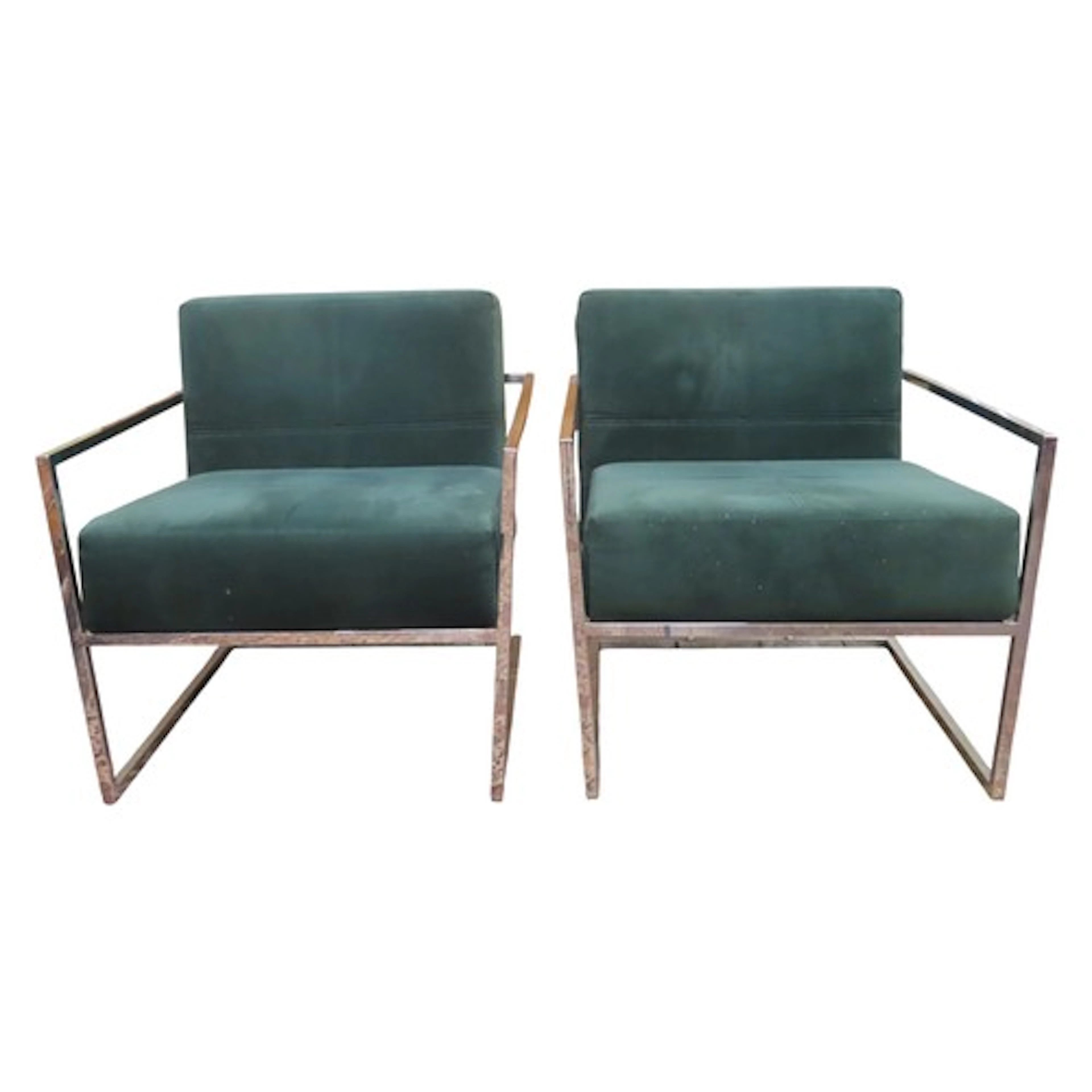 A Pair of Gillmore space Federico arm chairs with deep velve...