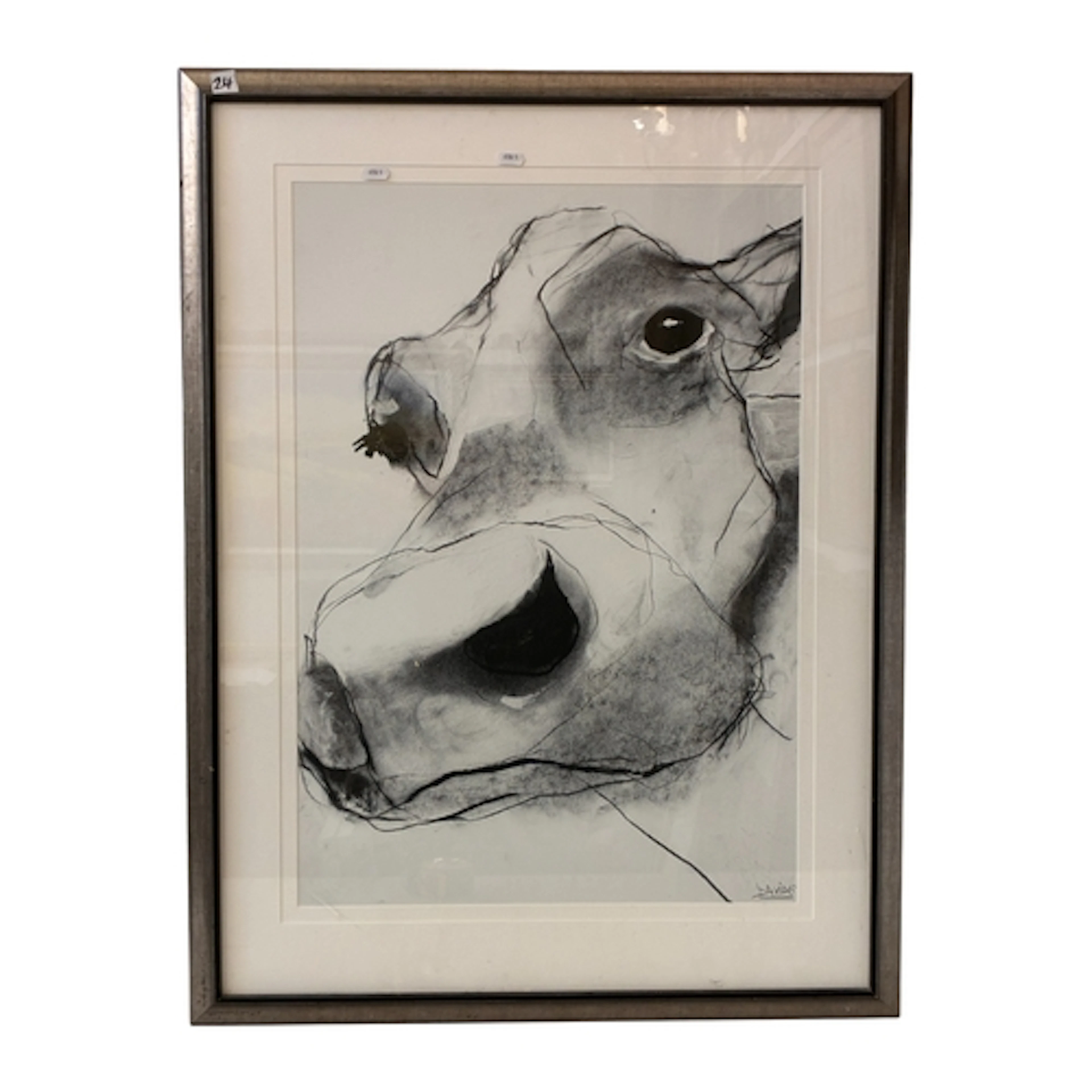 Davide (Contemporary) - A print of a charcoal drawing of a c...
