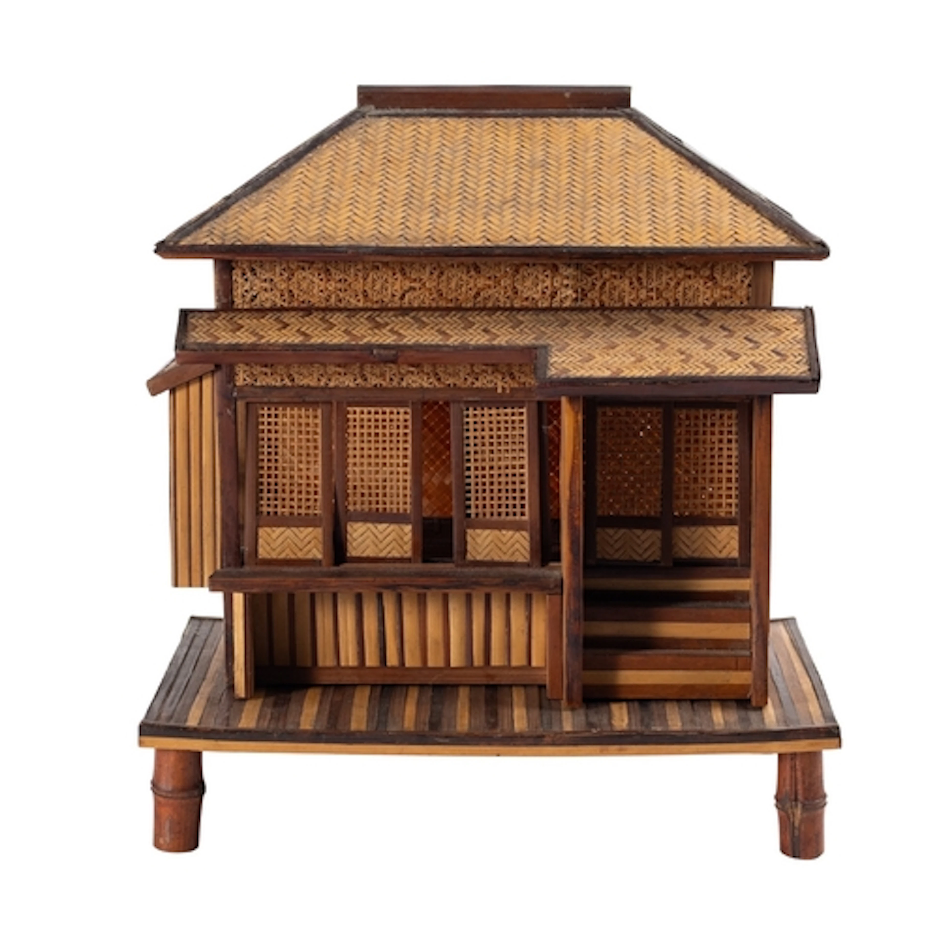 A Japanese woven bamboo model of a Minka [traditional tea ho...