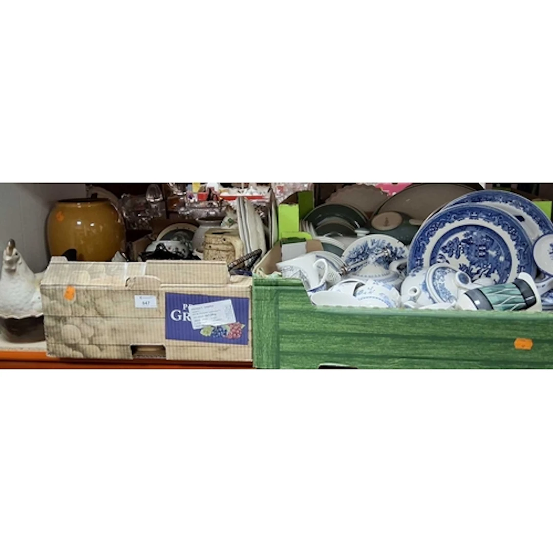 THREE BOXES OF CERAMICS, MOSTLY KITCHEN HOMEWARE, to include...
