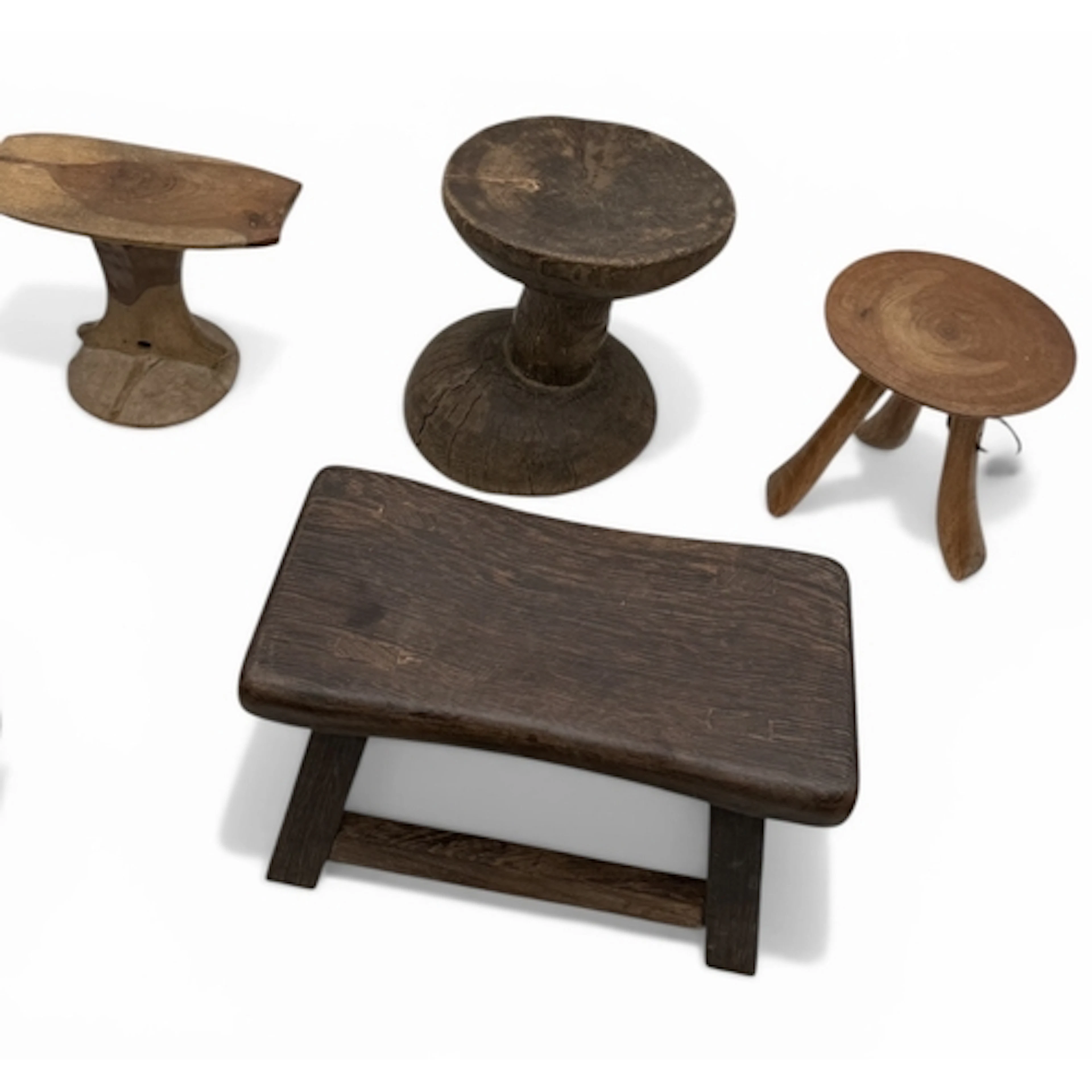 FOUR AFRICAN HEADRESTS
