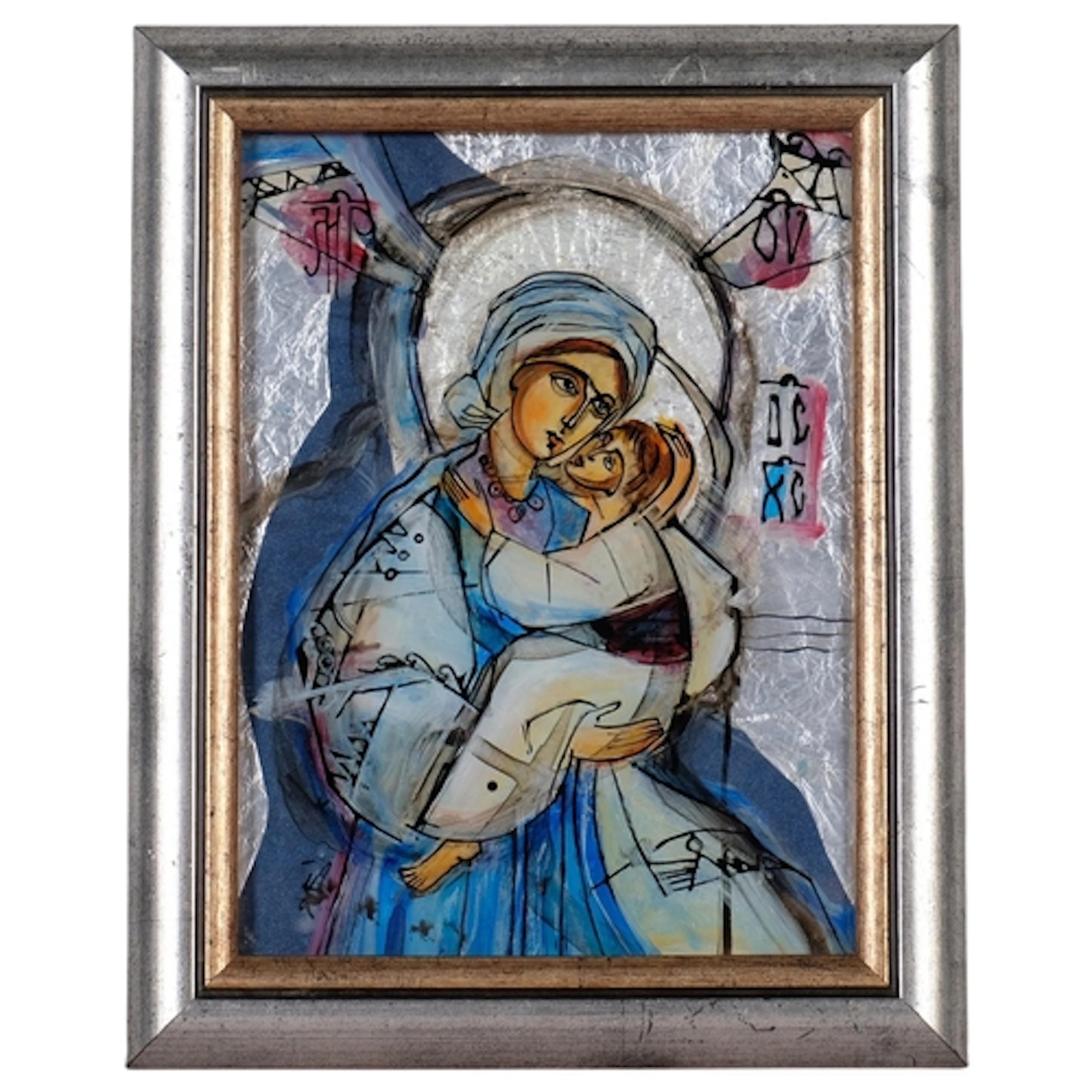Ukrainian School, religious icon, reverse painting behind gl...