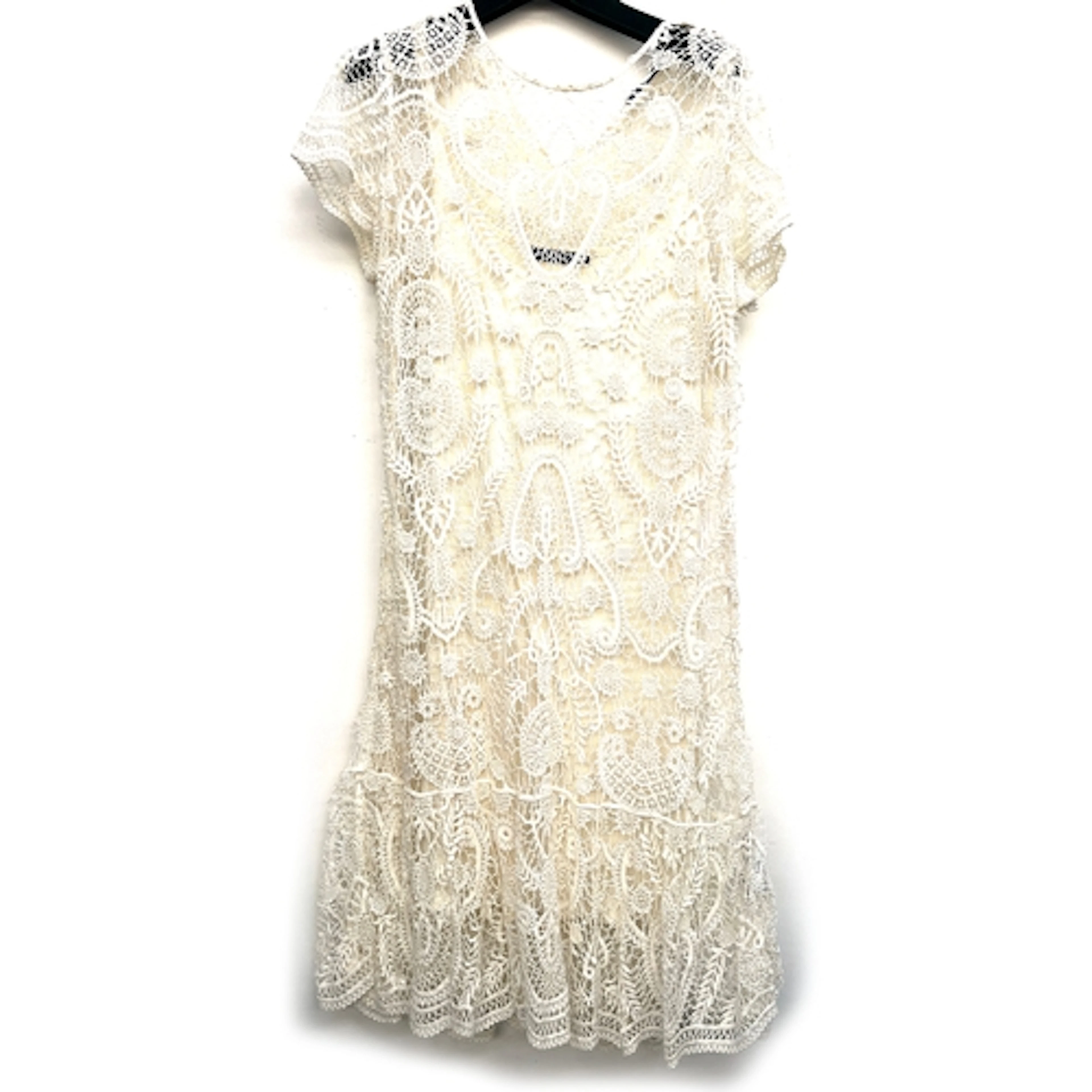 A Ralph Lauren white lace dress with slip, size XL; together...
