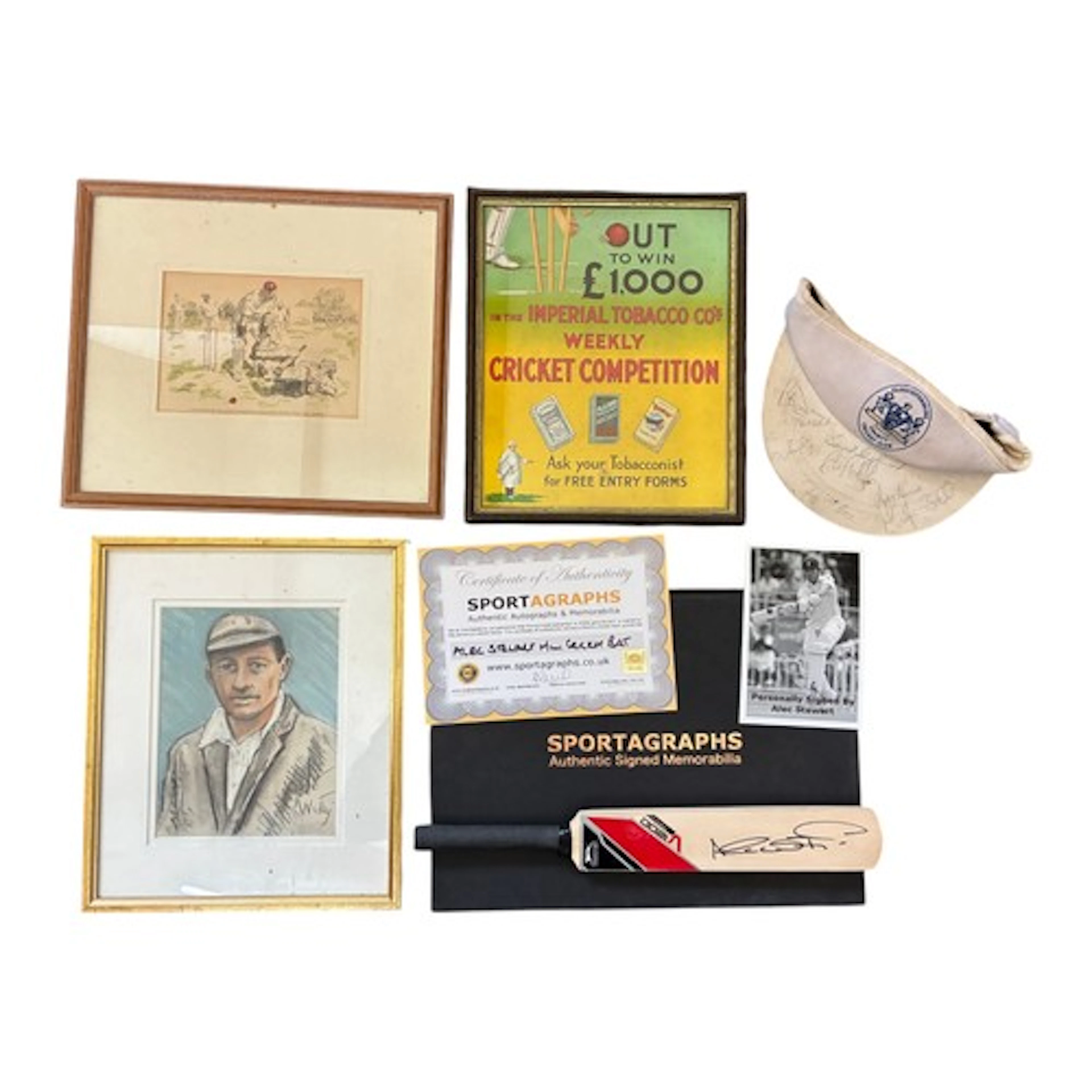 A collection of cricket related memorabilia to include: A mi...