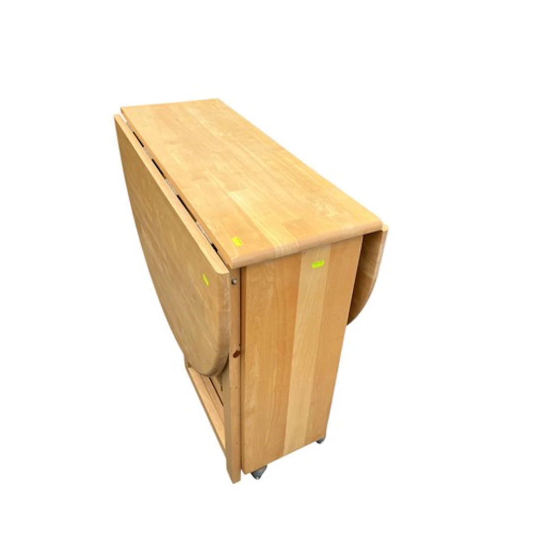 Beech space-saving drop leaf dining table with 4 x chairs (s...