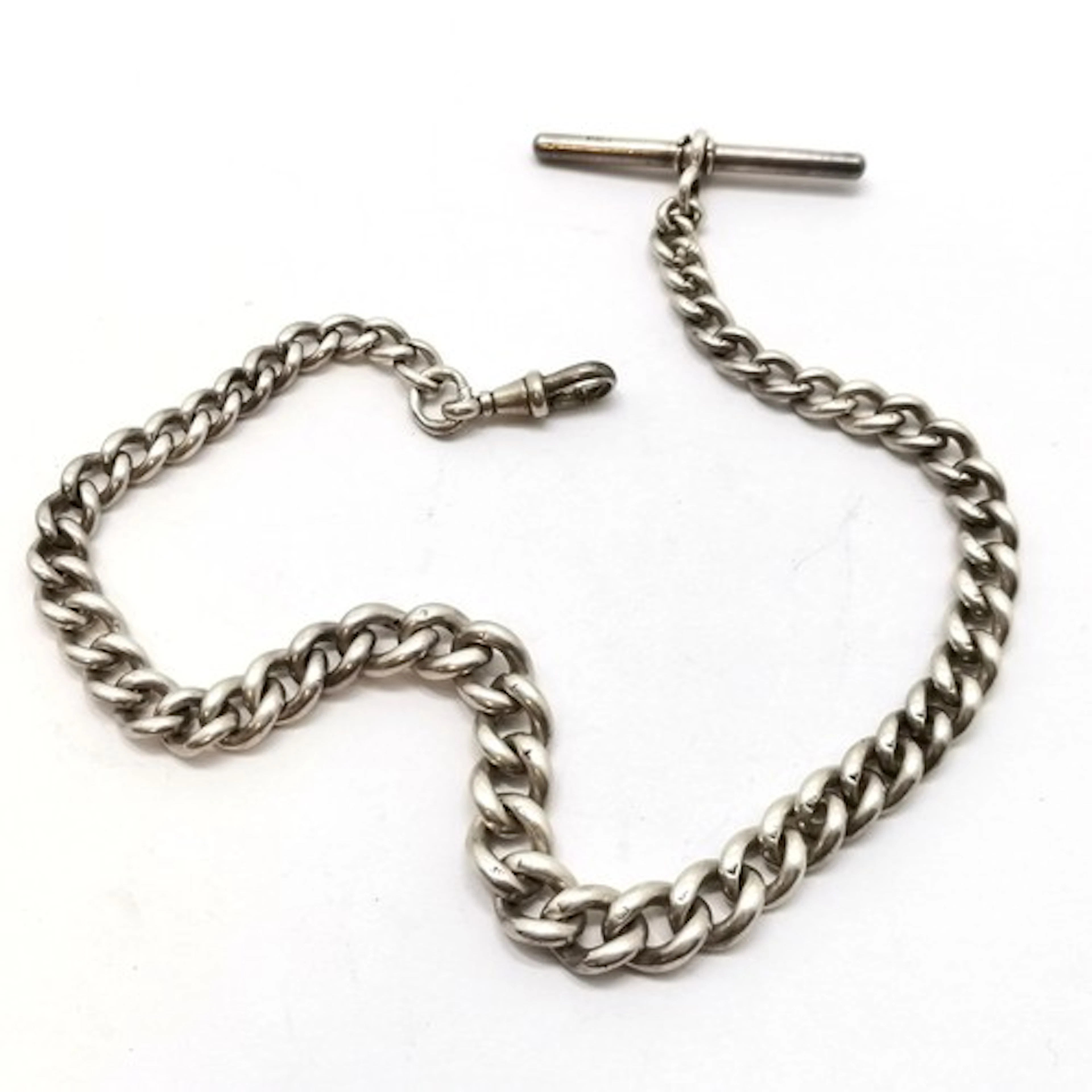 Antique silver hallmarked graduated albert chain (each link ...