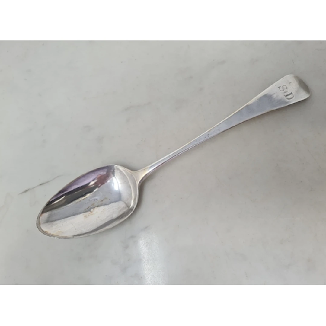 A George III silver Table Spoon old english pattern engraved...