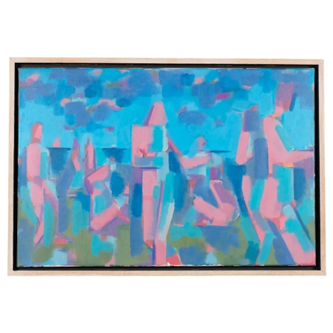 Robin Holtom, figures on the beach, oil on canvas, 50cm x 75...