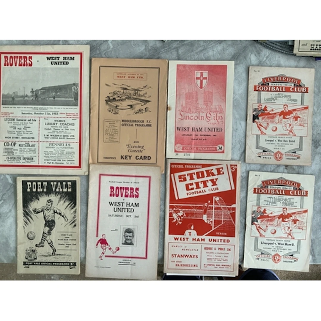 1950s West Ham Away Football Programmes: Liverpool 54/55 55/...