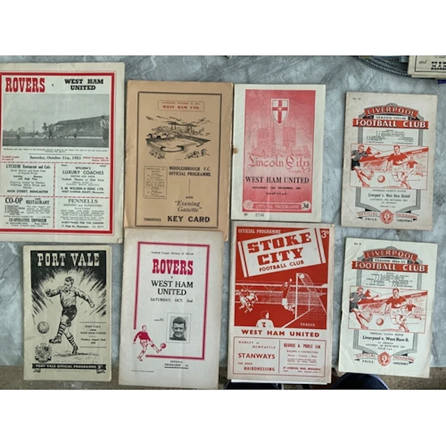 1950s West Ham Away Football Programmes: Liverpool 54/55 55/...