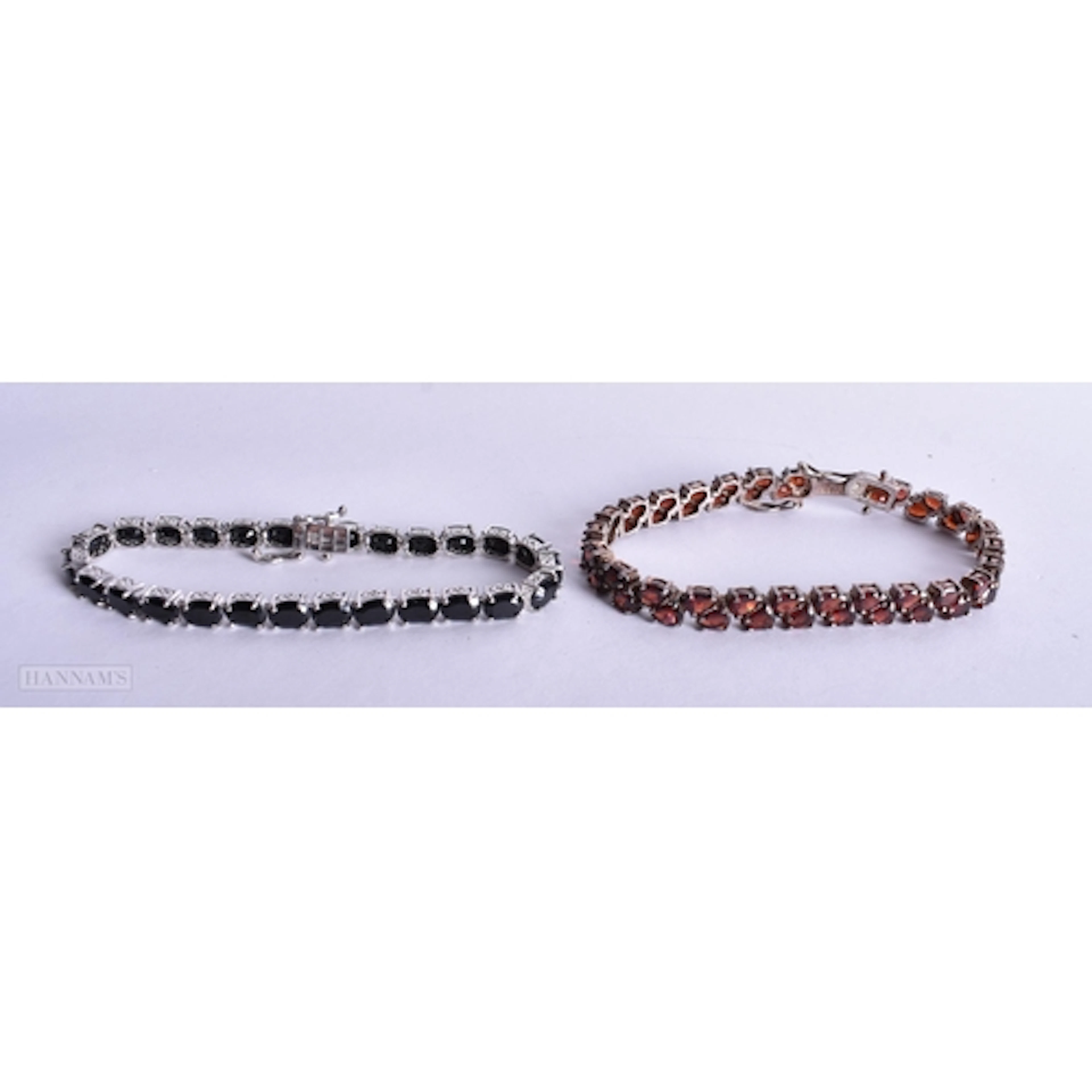 Collection of Sterling Silver Gemstone Tennis Bracelets inc....