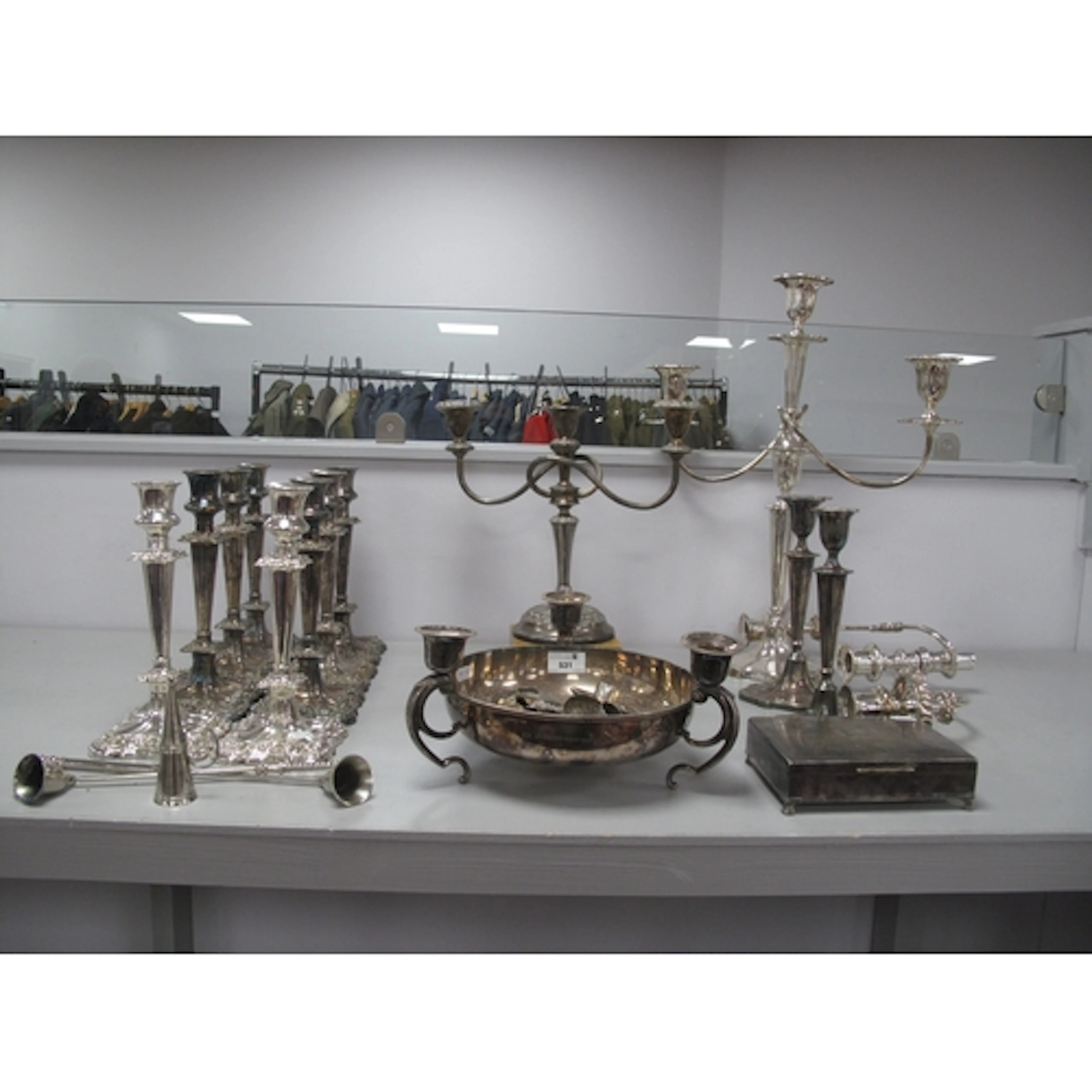 Vintage Plated Ware Multi Branch Candelabra, Single Candlest...