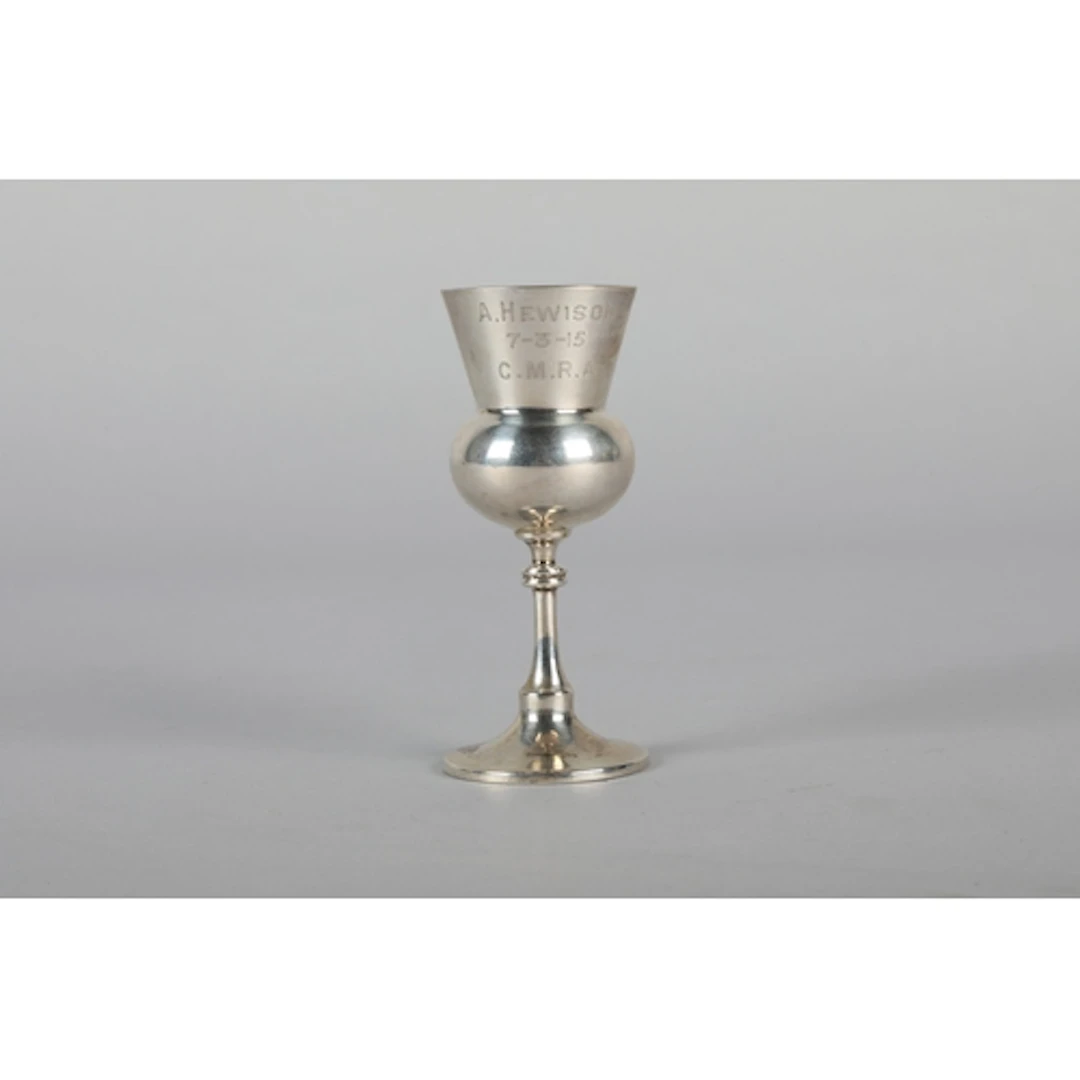 Silver engraved thistle formed cup, Sheffield 1904, Gross we...