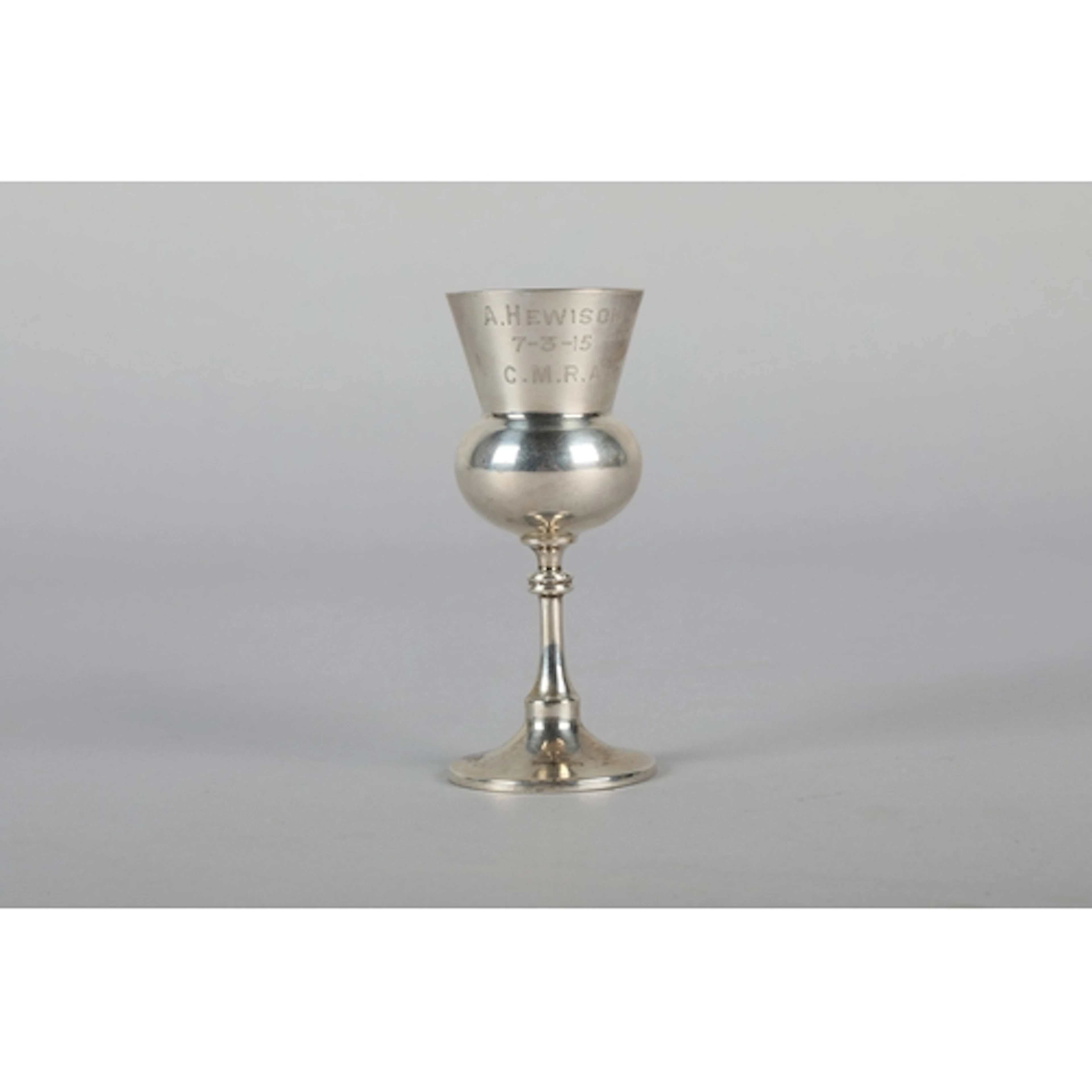Silver engraved thistle formed cup, Sheffield 1904, Gross we...