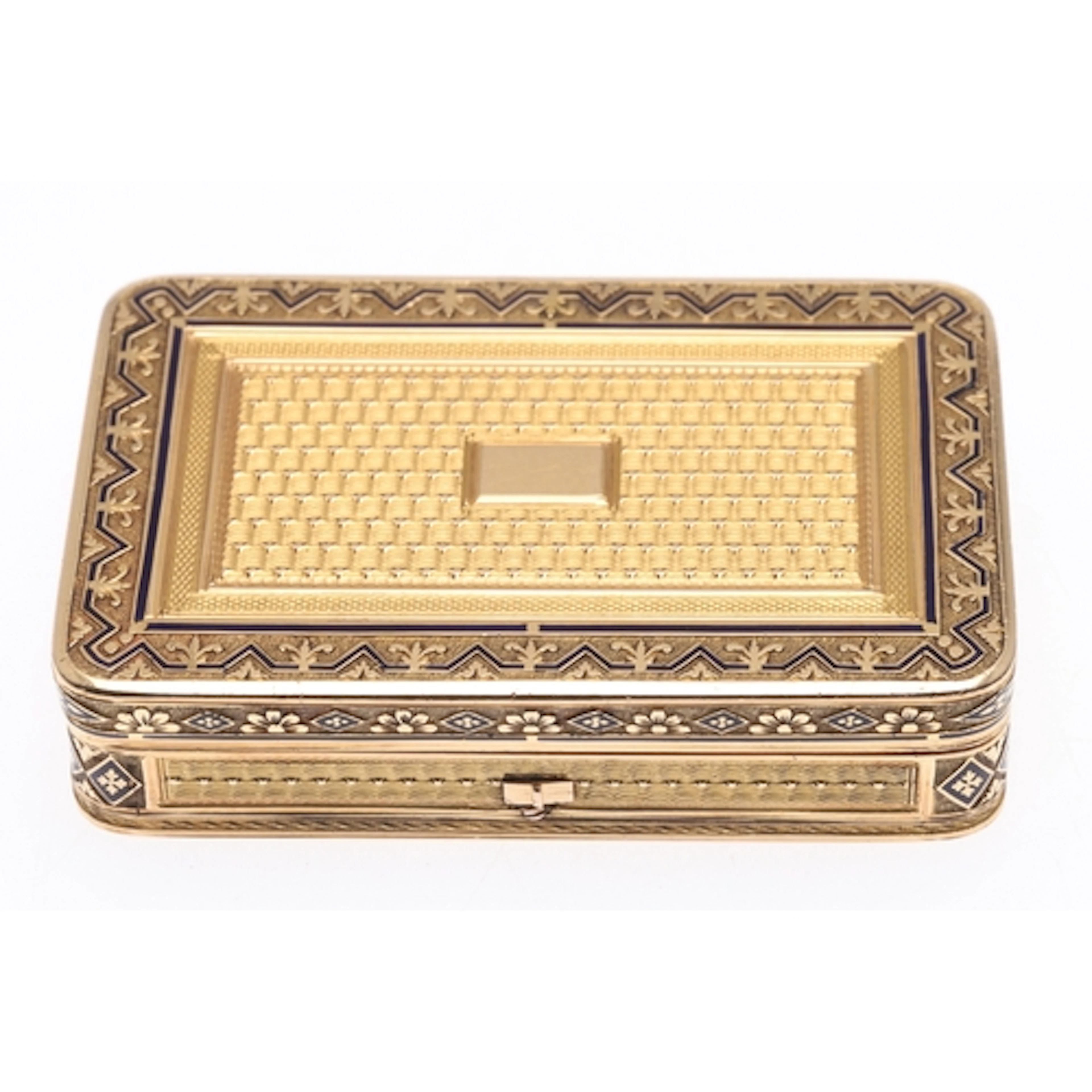 A SWISS GOLD SNUFF BOX WITH MUSICAL MOVEMENT. Rectangular wi...