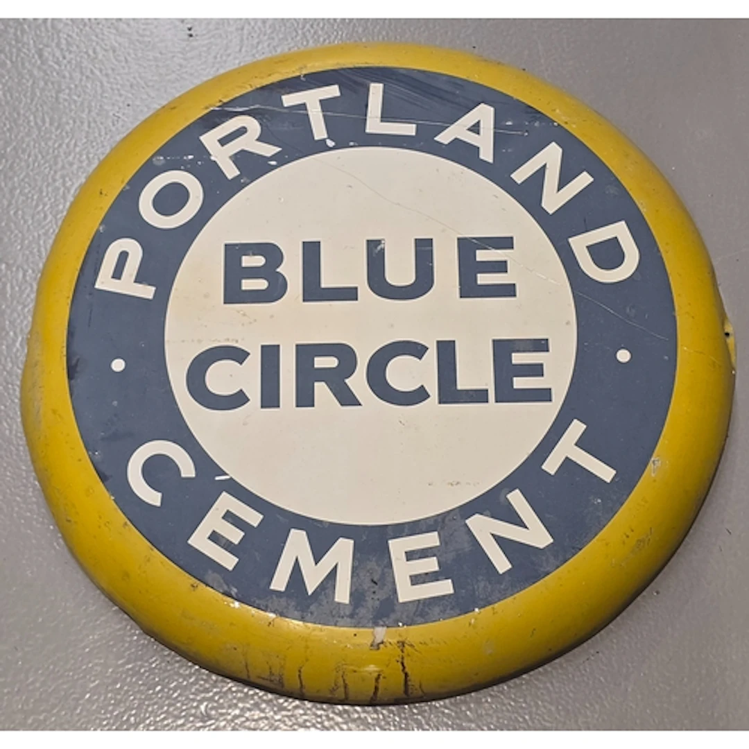 Vintage aluminium Blue Circle Portland Cement sign. Diameter...