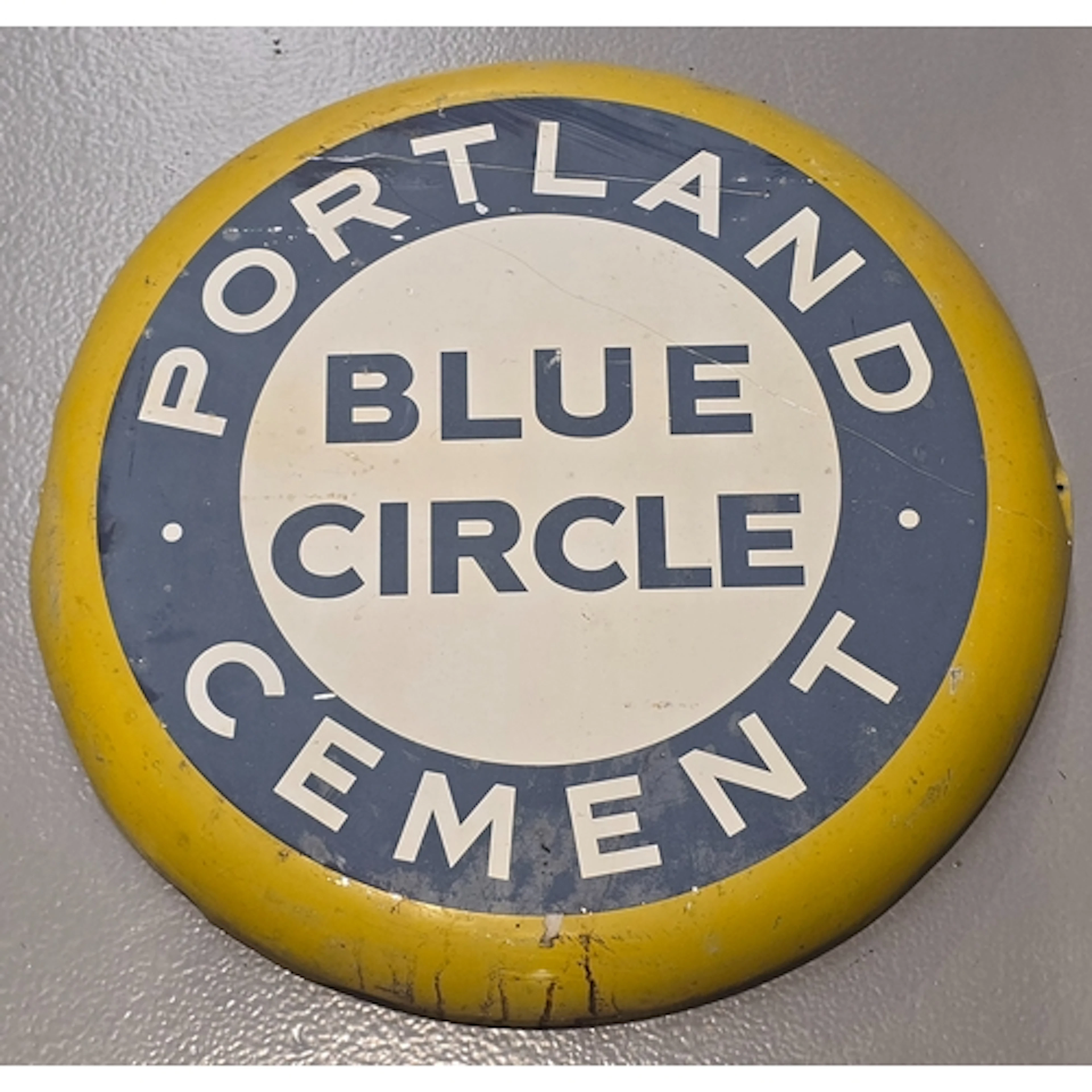 Vintage aluminium Blue Circle Portland Cement sign. Diameter...