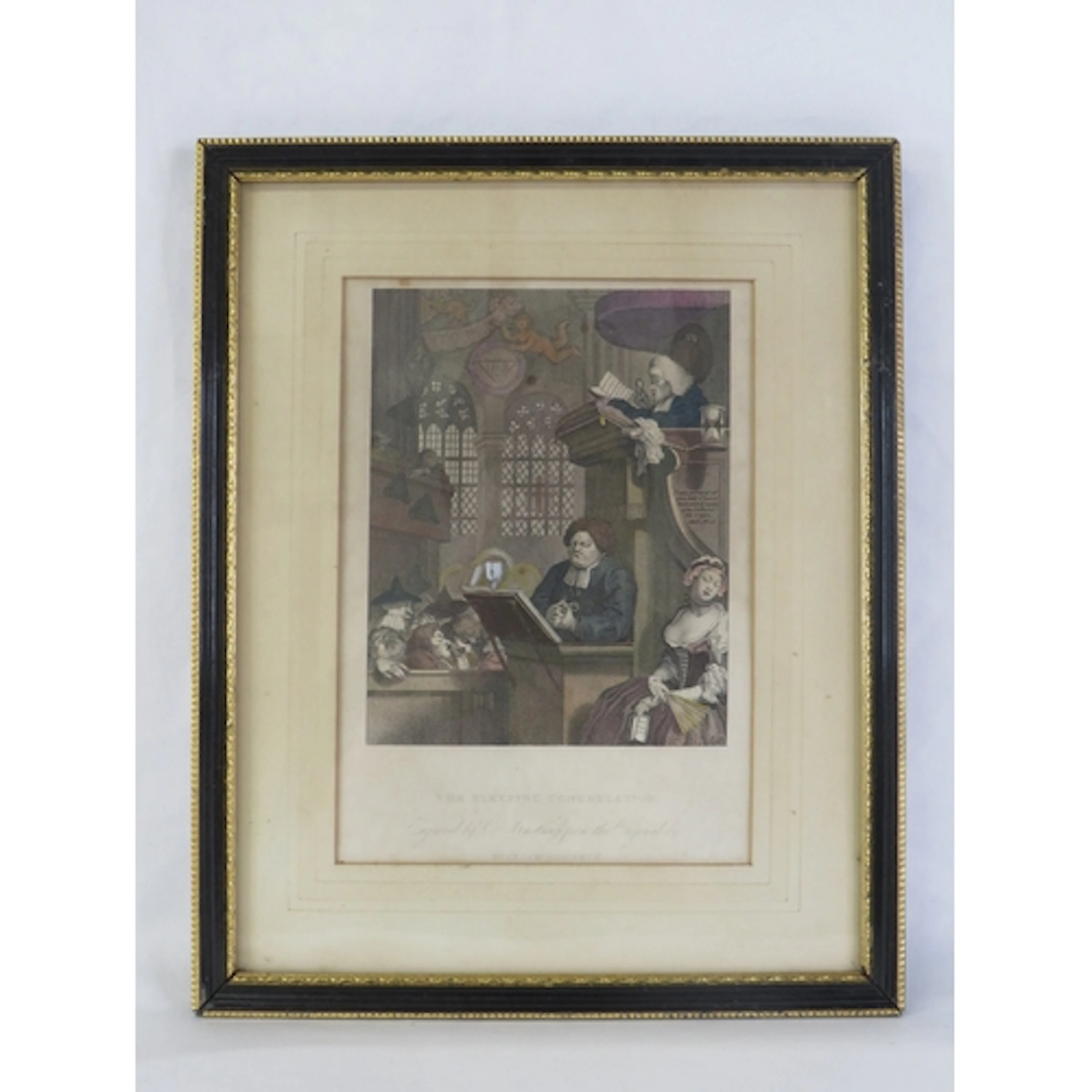 F/g Coloured Engraving entitled 'The Sleeping Congregation' ...