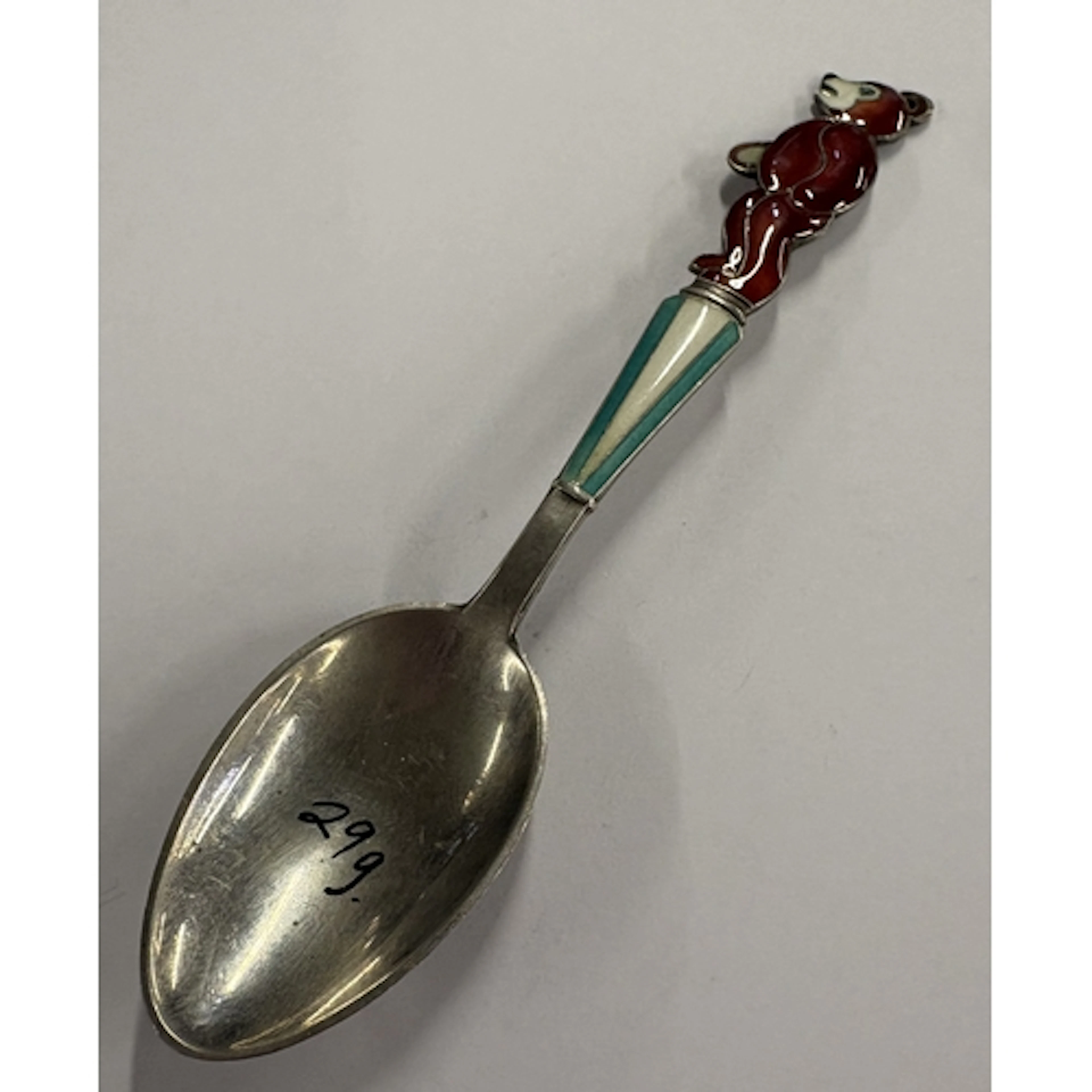 A Continental silver and enamelled spoon. Approx. 29 grams. ...