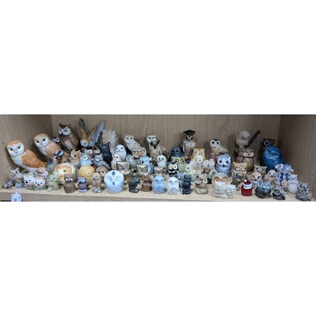 A COLLECTION OF OWL FIGURES, to include two x Beswick Owls m...