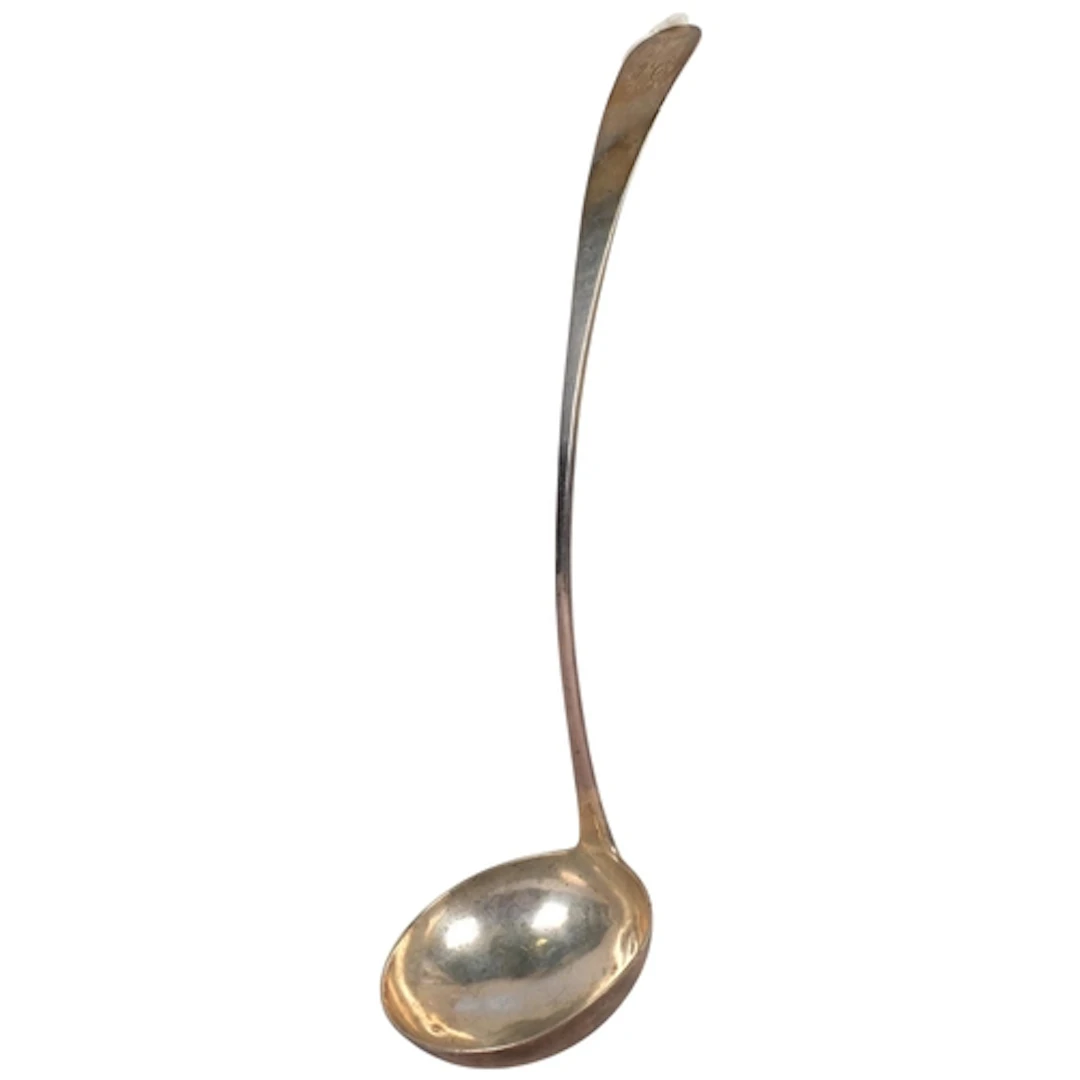 A George III Scottish silver Old English pattern soup ladle,...