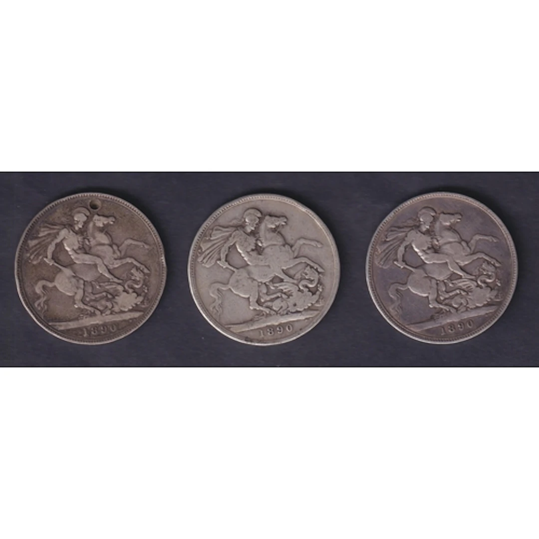 A group of three UK Queen Victoria 1890 (Jubilee Head) Silve...