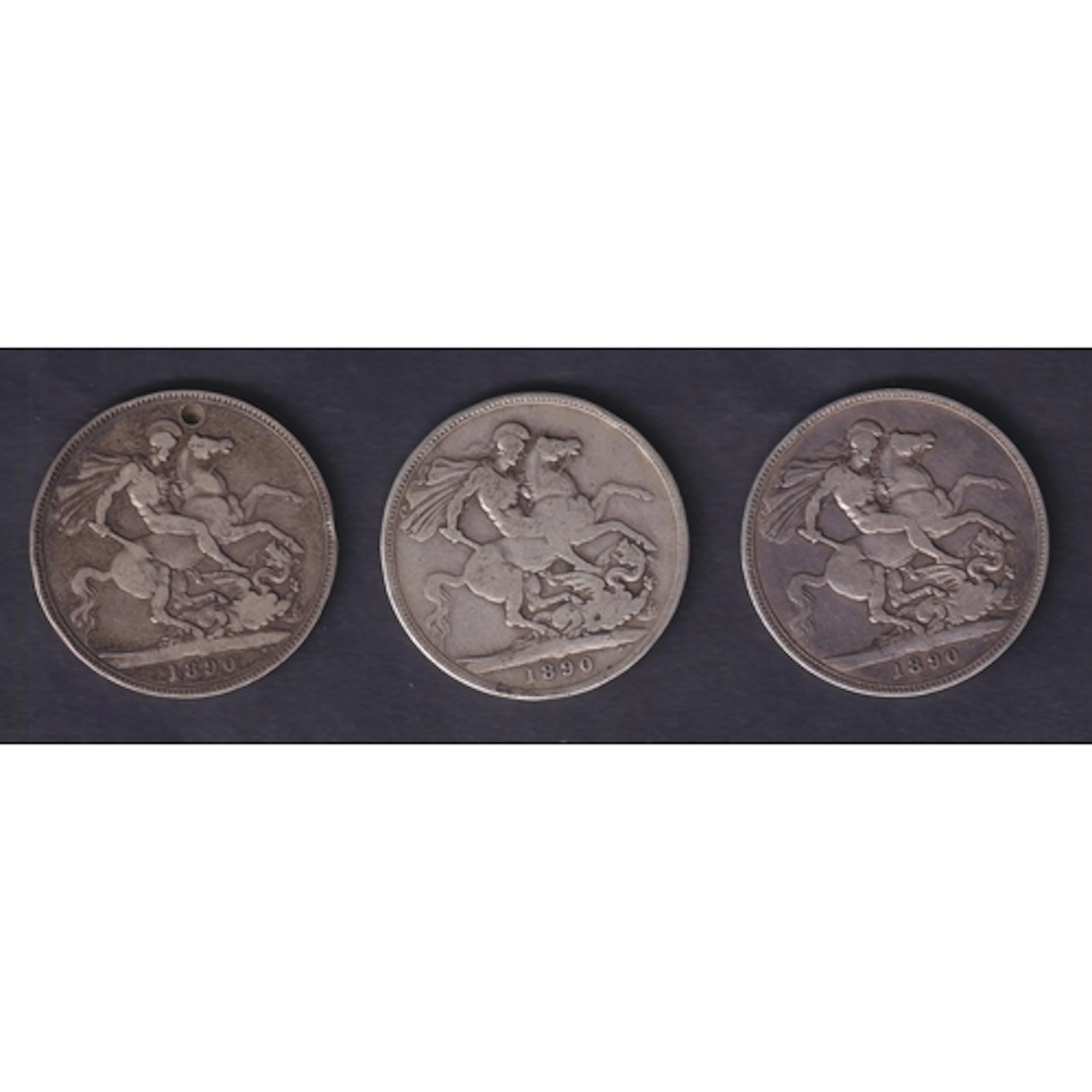 A group of three UK Queen Victoria 1890 (Jubilee Head) Silve...