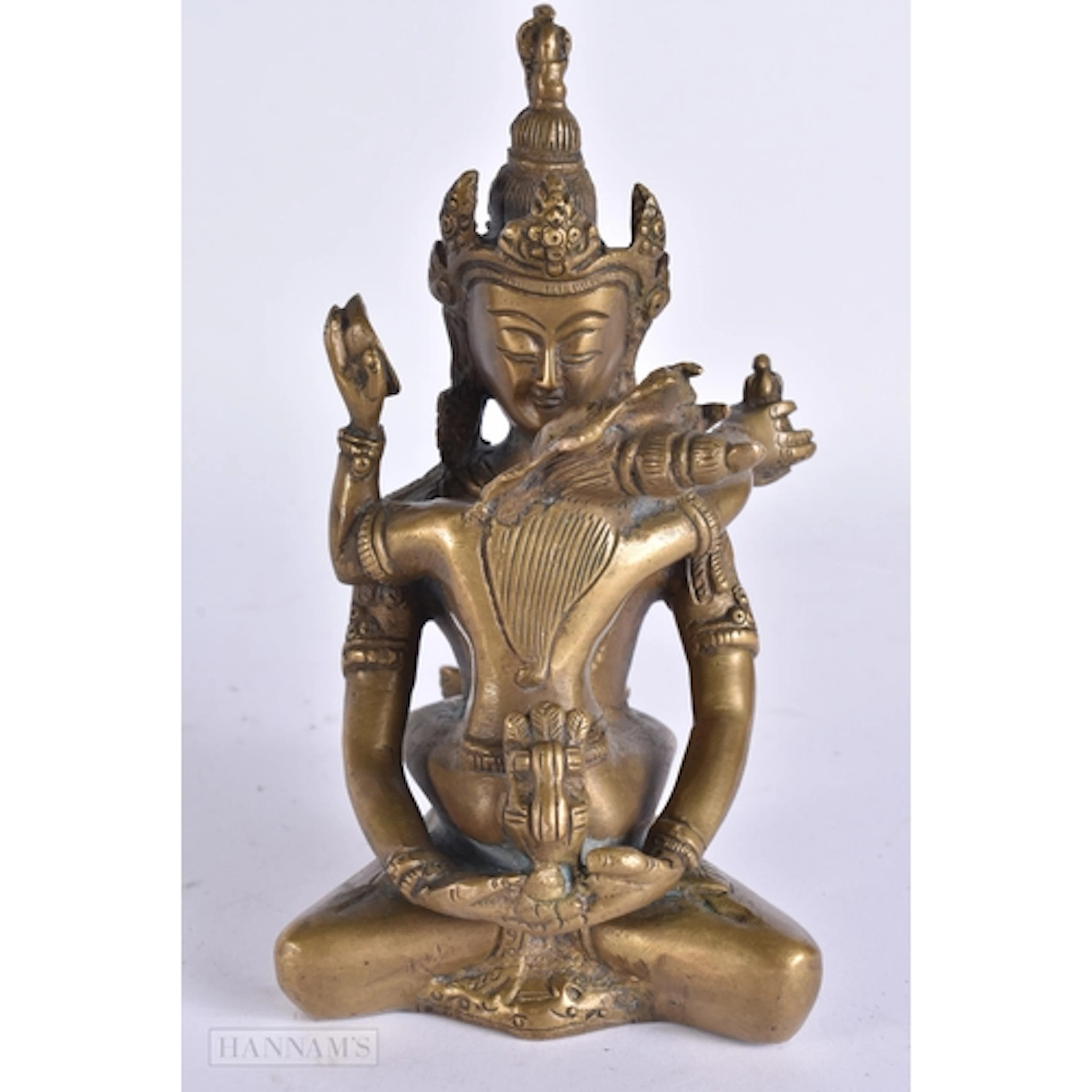 A 19TH CENTURY INDIAN TIBETAN BRONZE EROTIC DEITY modelled a...