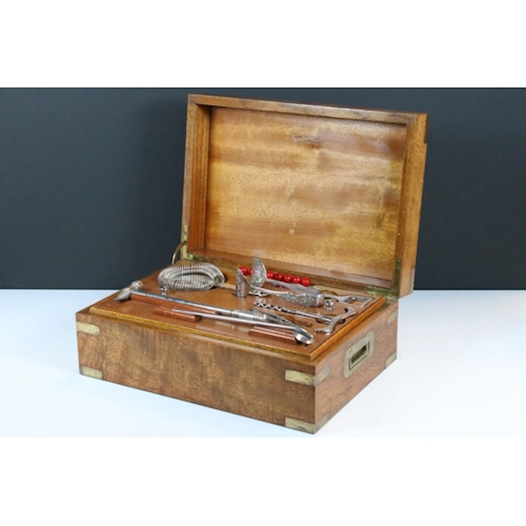 20th century campaign style fitted cocktail box to include W...