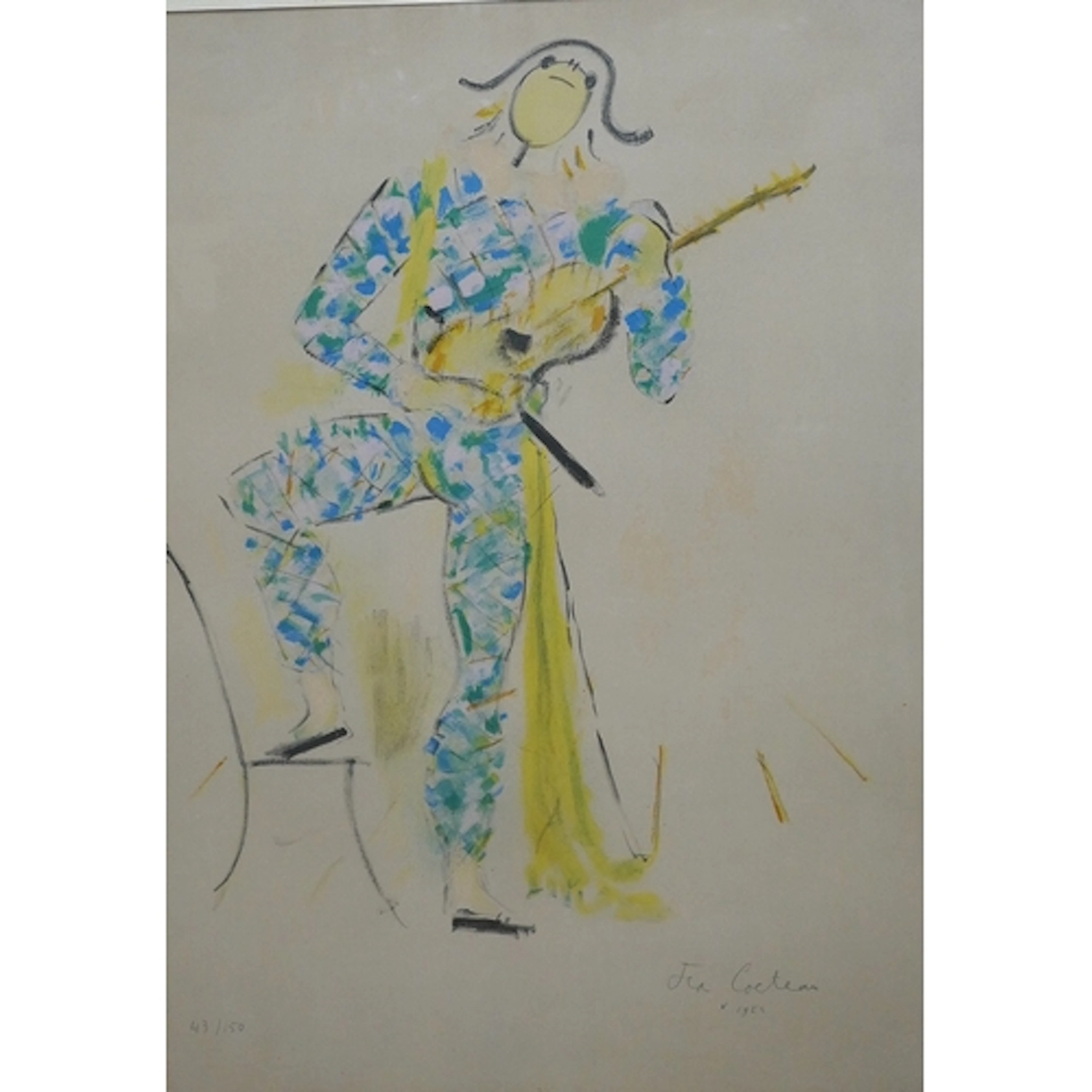 Jean Cocteau (French, 1889-1963), 'Arlequin a la guitar', si...