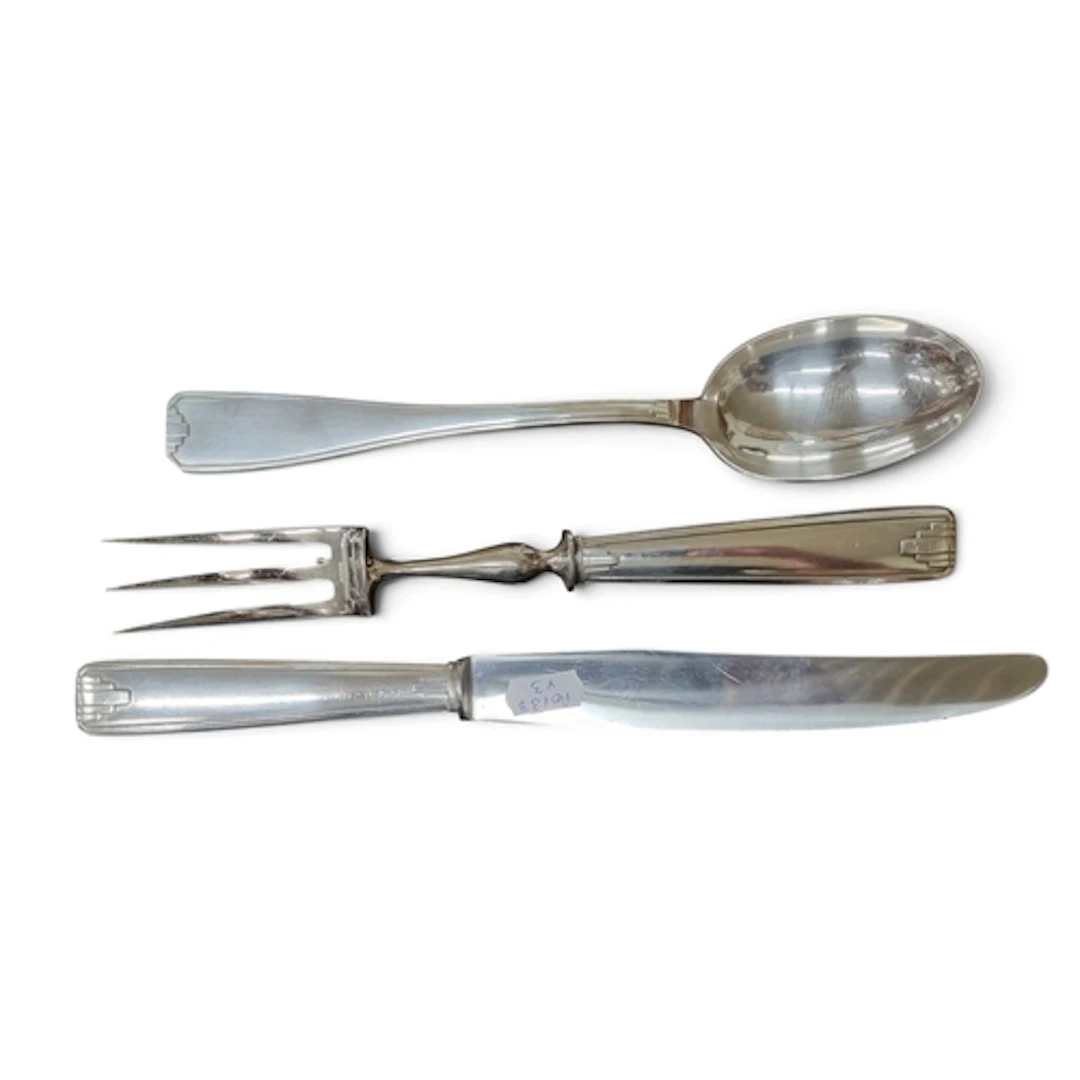 A superb Silver plated Carving set by Perrin of Paris along ...