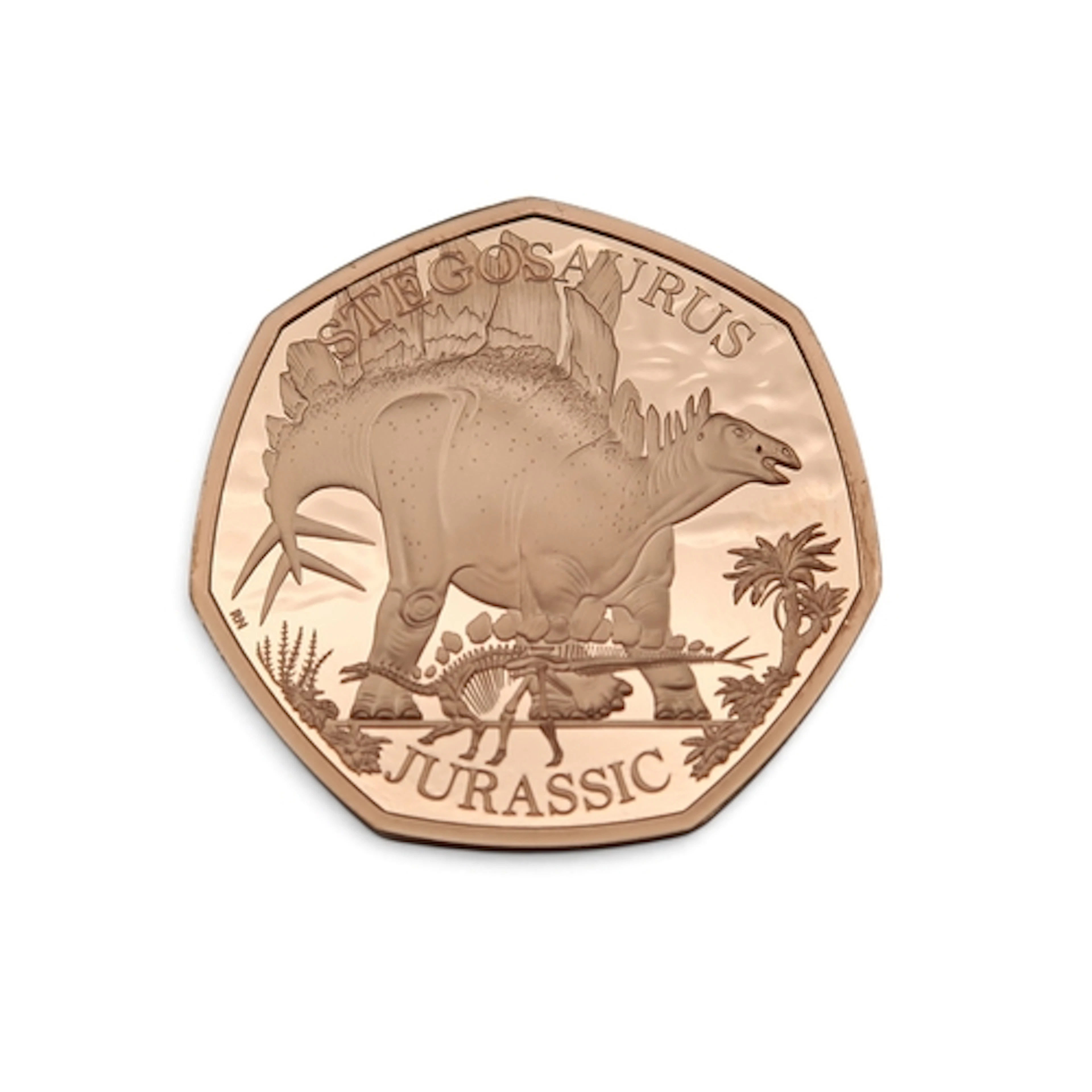 50 Pence - Charles III Stegosaurus Gold Proof 2024 Obve...