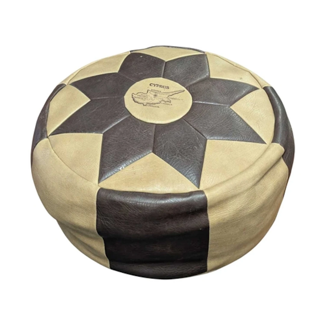 A vintage mid 20th century footstool pouffe. Two tone design...
